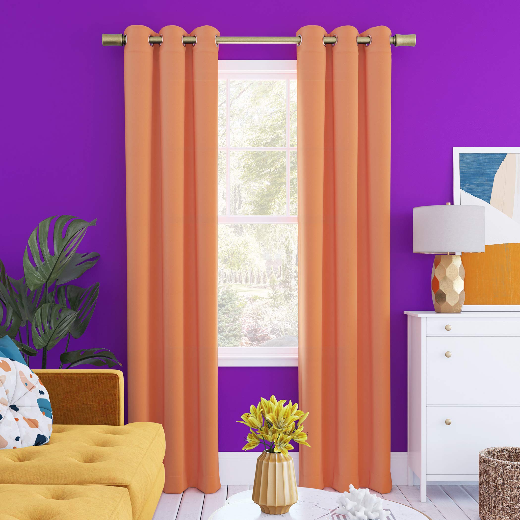 Sun Zero Halton Bright Vibes Total Blackout Grommet Curtain Panel, 40" x 96", Orange