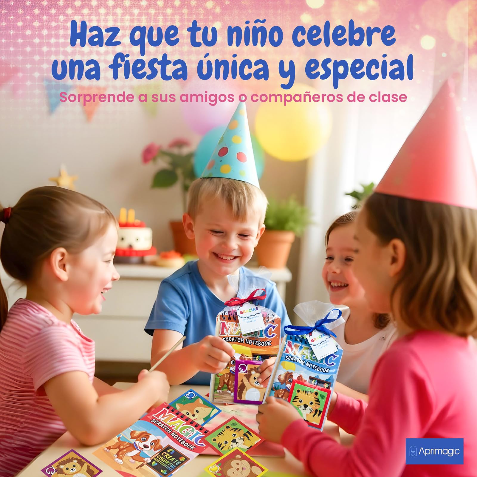 Pack 24 Libretas Scratch, Puzzles y Bolsas de Regalo - Regalos Cumpleaños Niños Colegio - Bolsitas Cumpleaños Infantiles - Detalles Cumpleaños Niños (24)