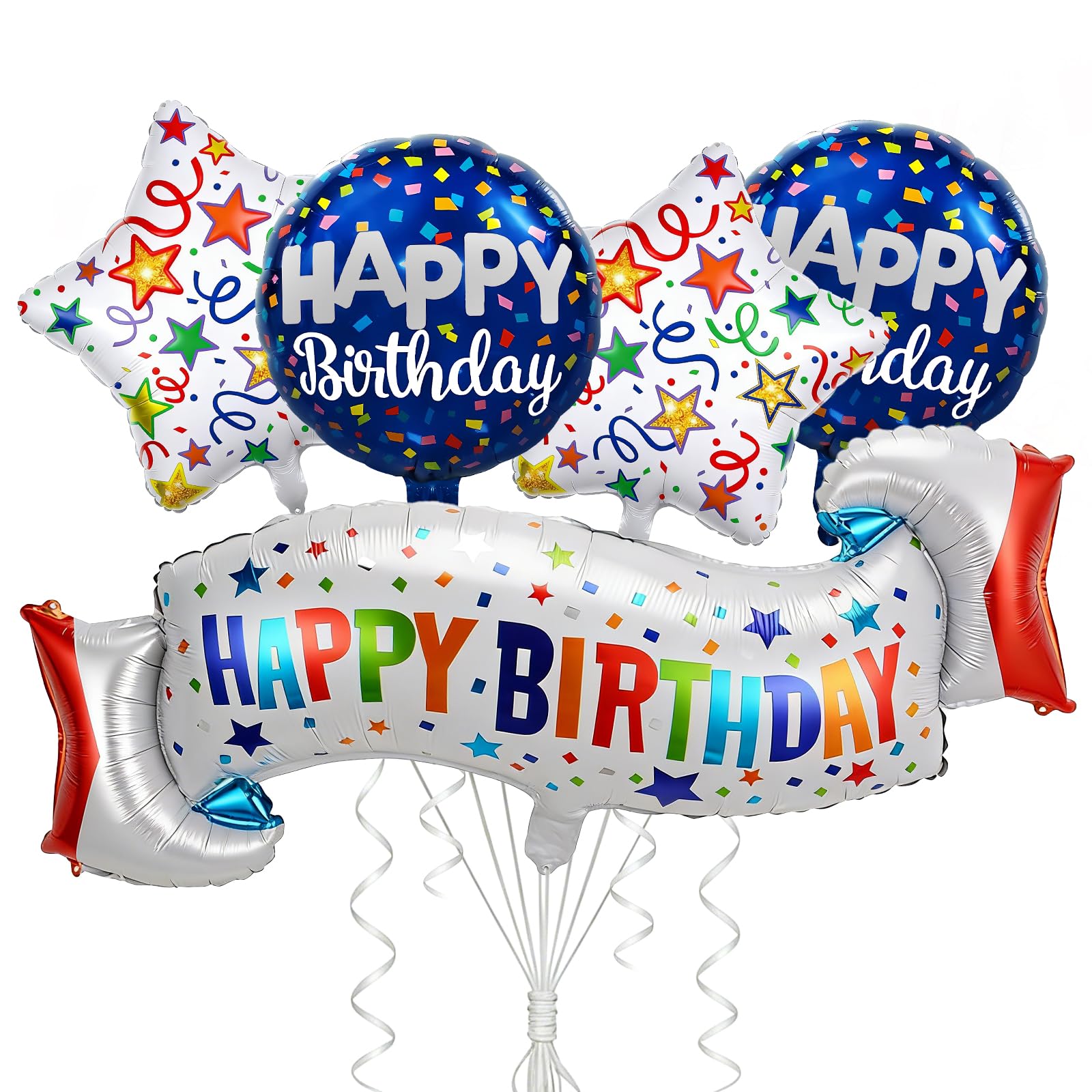 Round Balloons Foil, Happy Birthday Balloons Foil 5 Pcs, Suitable for Decorating Birthday Parties, Weddings, Baby Showers, Anniversaries, and Various Holidays — image 1