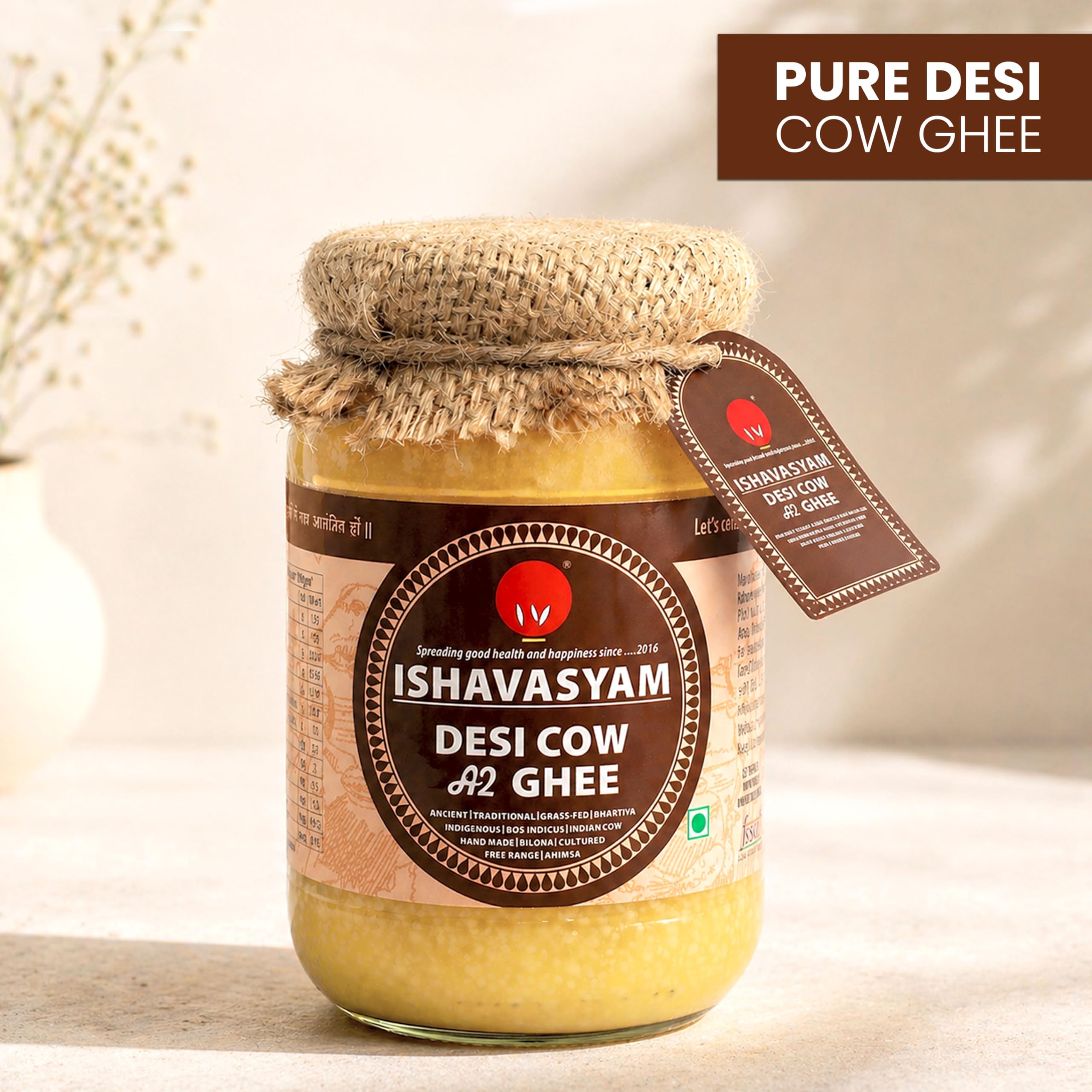 Isha Vasyam Ghee Ghee Desi Gir Cow's Vedic Traditional Ghee A2 Ghee de vaca, 500 ml