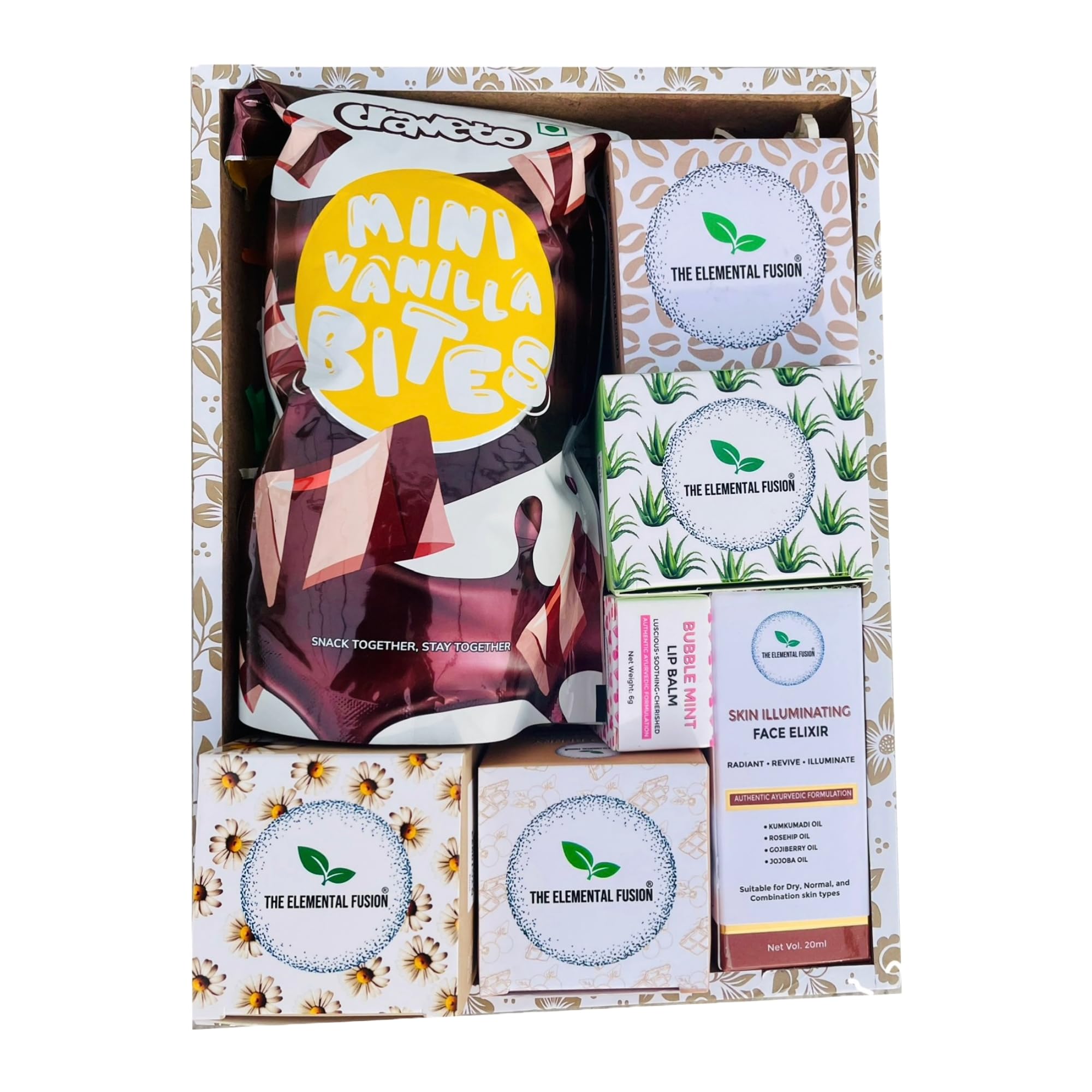 The Elemental Fusion’s Radiance Elixir Giftset | Luxurious Ayurvedic Skincare Hamper | Unisex Beauty Essentials | Pack of 7