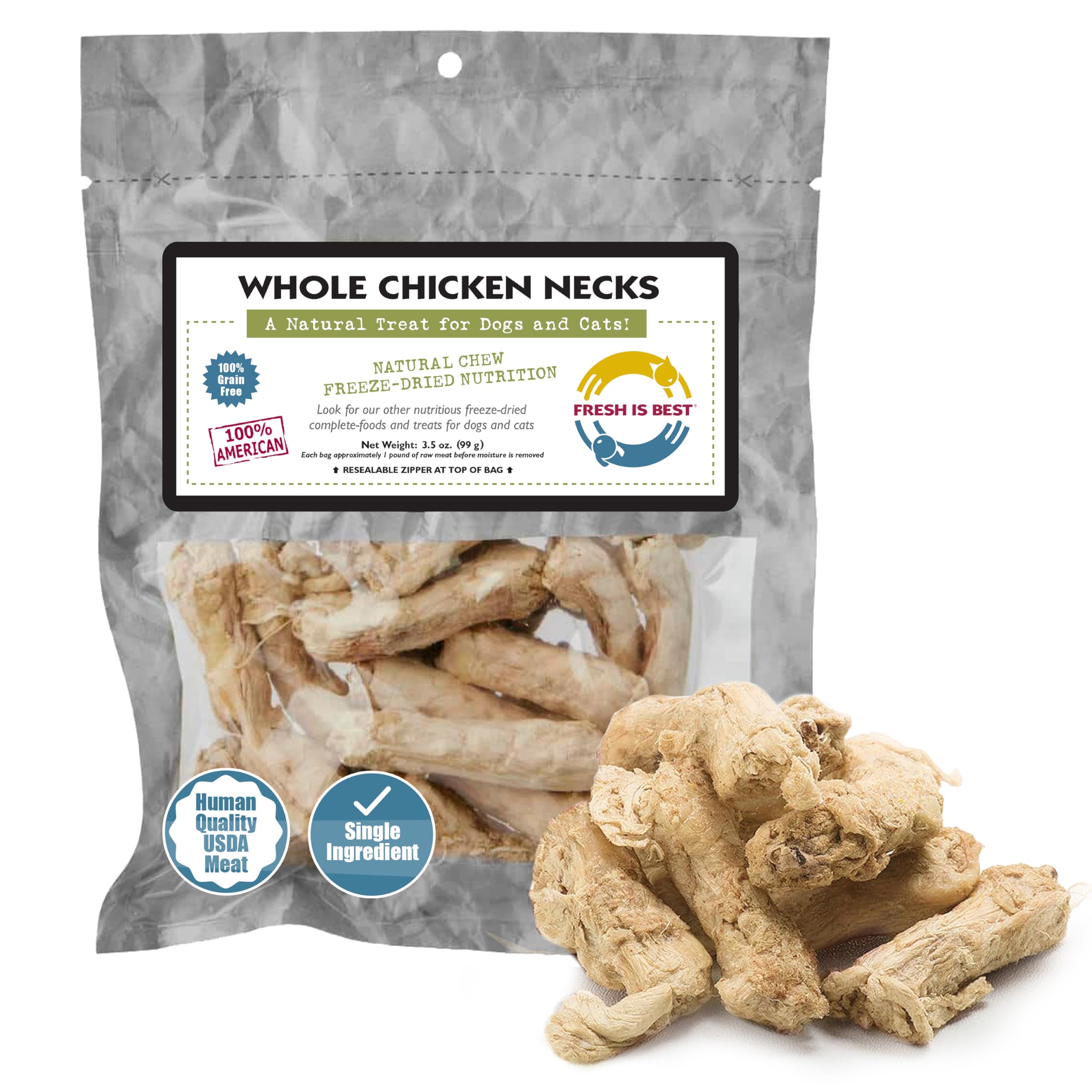 Fresh Is Best Freeze Dried Whole Chicken Necks, Dog & Cat Treats
