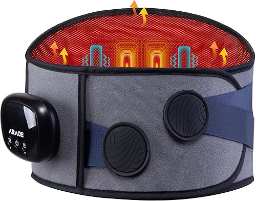 Masajeador de espalda baja, almohadilla térmica inalámbrica con masajeador para aliviar el dolor de espalda, 47-60 pulgadas, almohadilla térmica