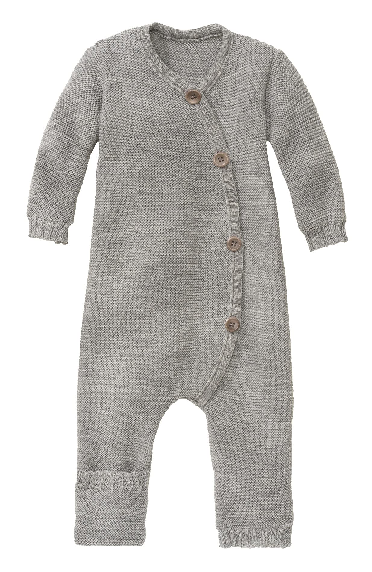 Disana 100% Bio Merino Woll Strick Overall Strampler Made in Germany- Gr. 62/68 (3-6 Monate), hellgrau