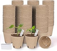 Vista 8 de 60 paquetes de macetas de turba de 3.15 pulgadas, macetas biodegradables para plántulas con agujeros de drenaje, macetas de vivero de germinación
