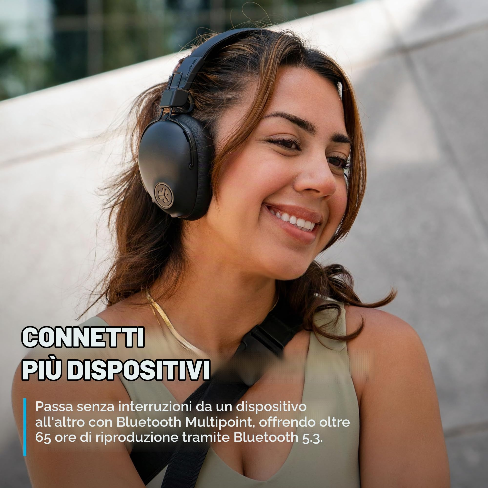 JLab Studio Pro+ Cuffie Bluetooth Over-Ear - Microfono 65 Ore, Nero | Cuffie Wireless con Microfono Integrato, Multipoint, Pieghevoli, Padiglioni imbottiti in Cloud Foam