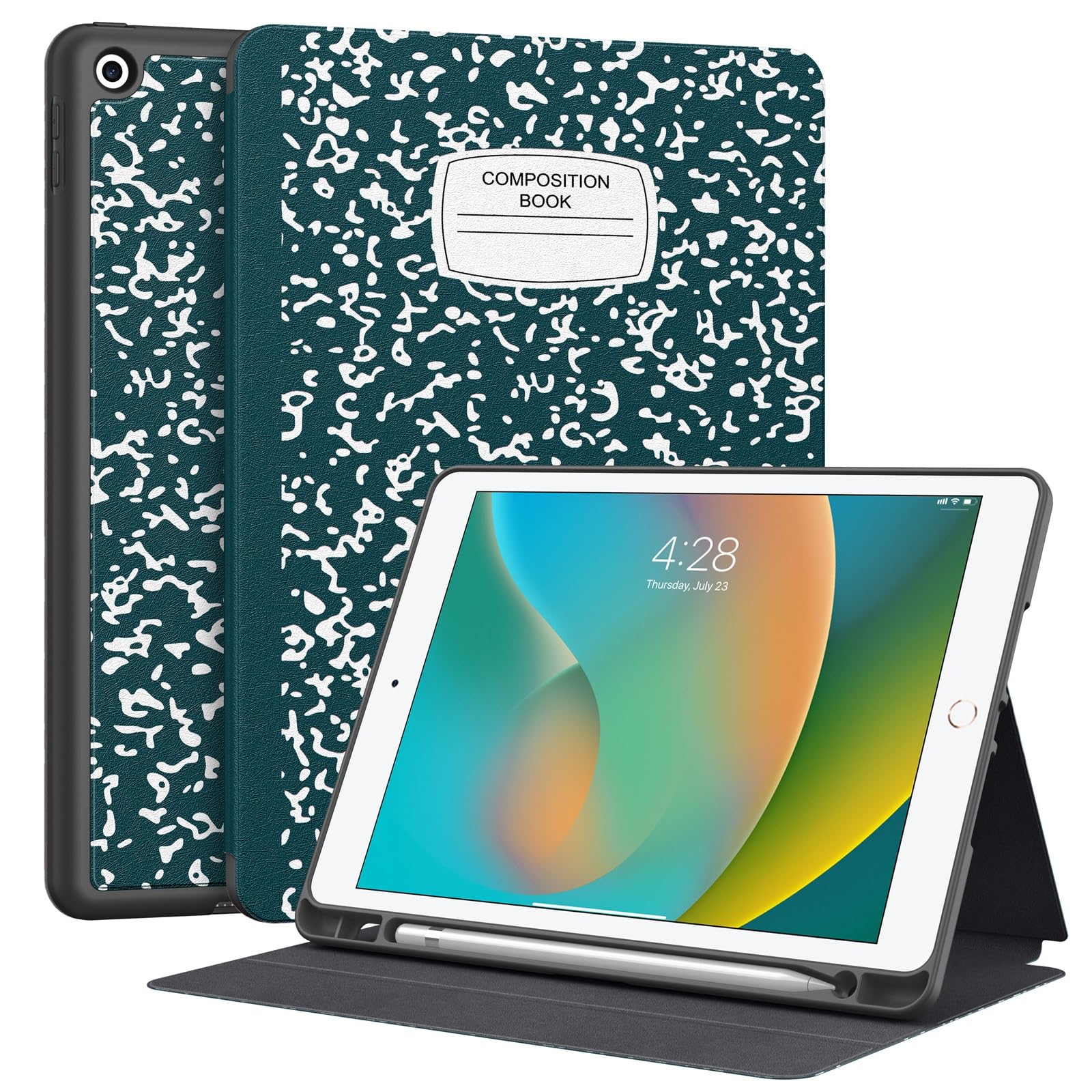 Supveco Case for iPad 9th/8th/7th Generation 10.2 inch (2021/2020/2019 Model) with Pencil Holder, Premium Folio Stand Case with Auto Wake/Sleep,Soft