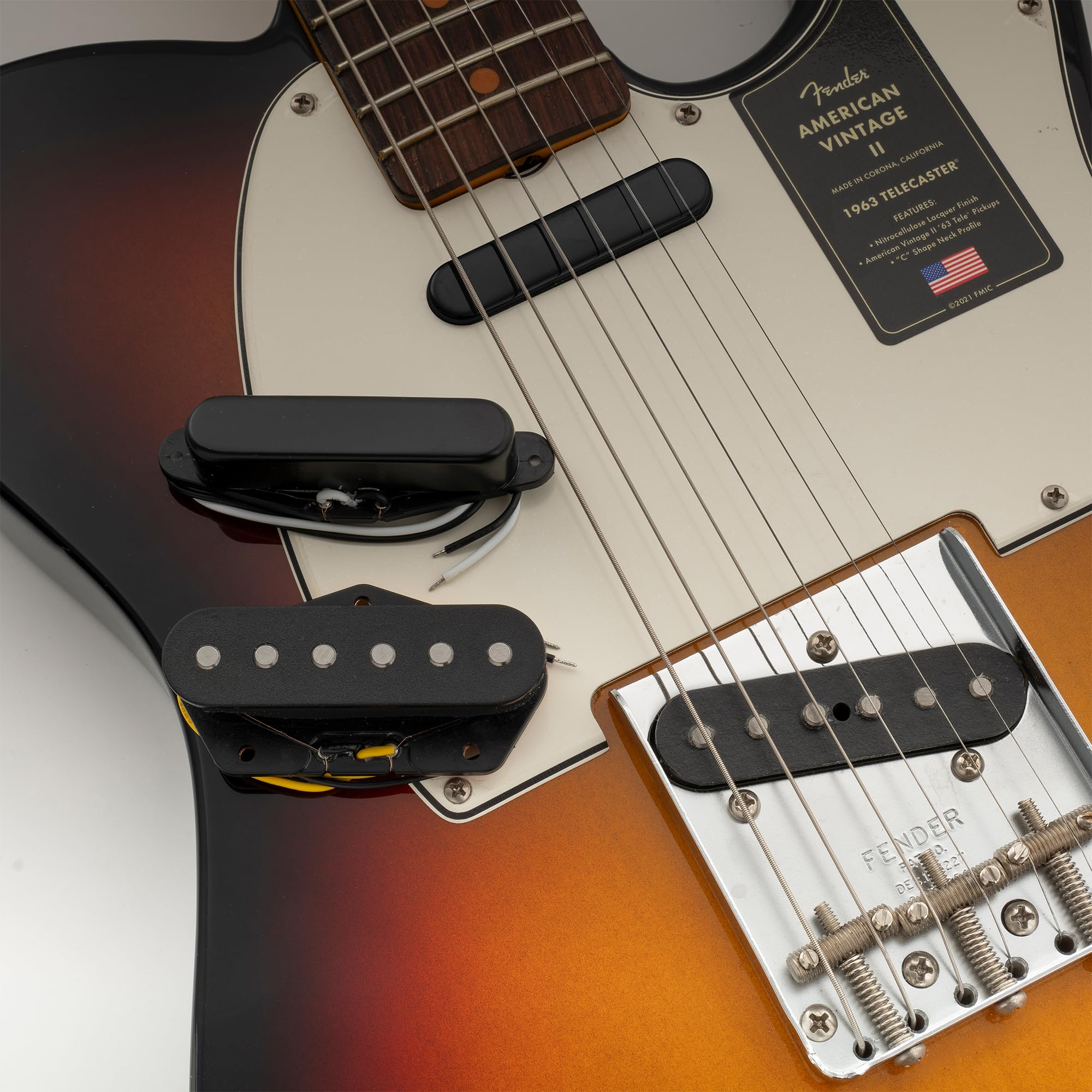 Musiclily Pro TL-60S Alnico 5 Przetwornik Single Coil Neck Bridge Pickups Set 8K/7,3K do Gitary Elektrycznej typu Tele, Czarny