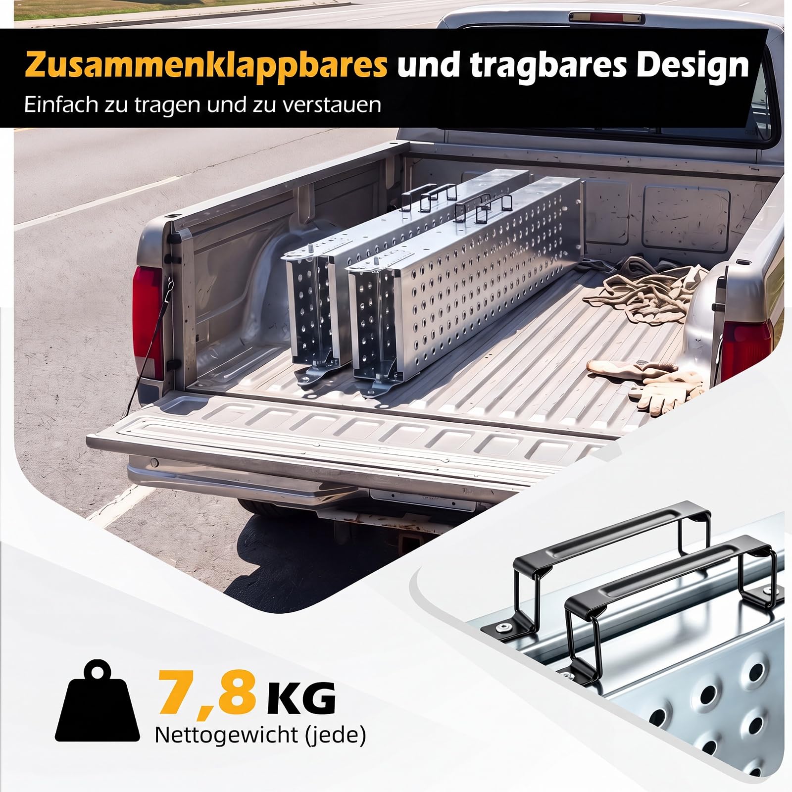COSTWAY Auffahrrampe 2 Stück klappbar, Laderampe bis 400 kg belastbar