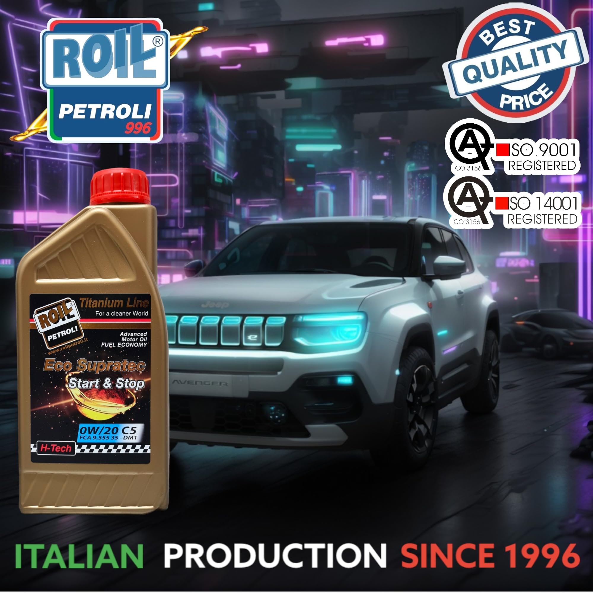ROIL PETROLI 5 Litri di Eco SUPRATEC 0W/20 C5 - Lubrificante 100% Sintetico Fuel Economy