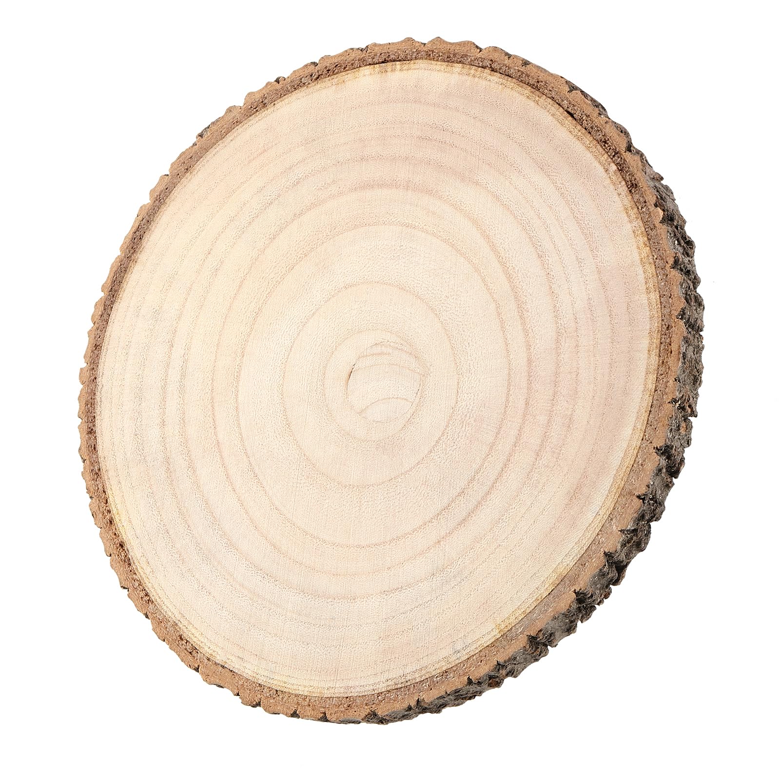 MUKLEI 6 Stück 20,3 - 22,9 cm Holzscheiben, unlackierte Naturholzscheiben mit Baumrinde, runde Holzscheiben für Hochzeit, Tischdekoration, Basteln, Partys, DIY-Projekte