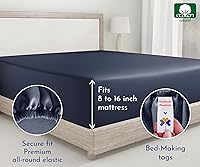 Vista 37 de California Design Den - Sábana ajustada de algodón, suave, 400 hilos, 100 % algodón, elástico que no se zafa, bolsillos profundos, refrescante