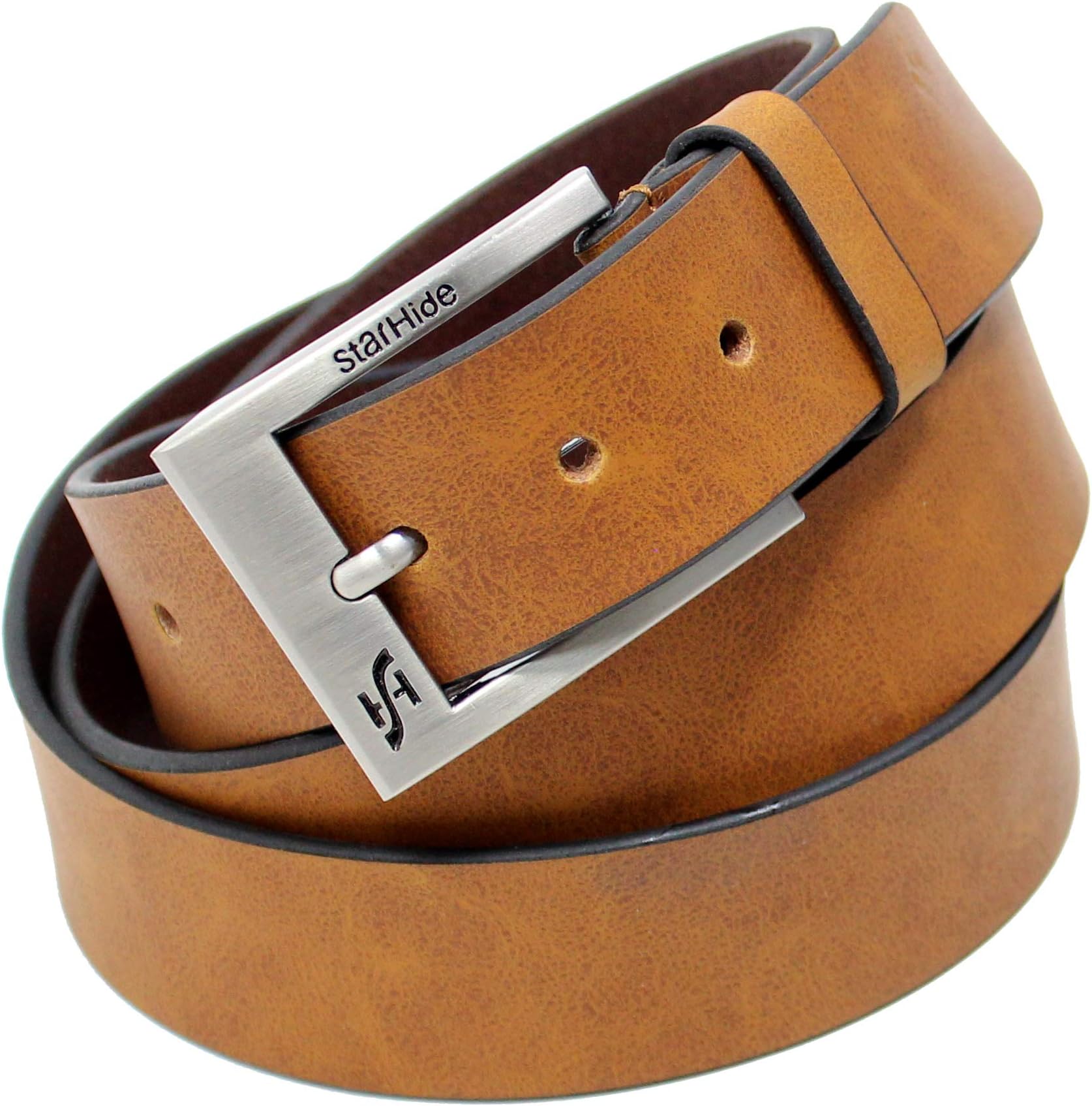 Men's Genuine Cowhide Leather Belt, Full Grain 1.25" Wide Belt with Classic Buckle - Handcrafted Luxury Accessory for Formal and Casual Wear - Gift Boxed - SB07
