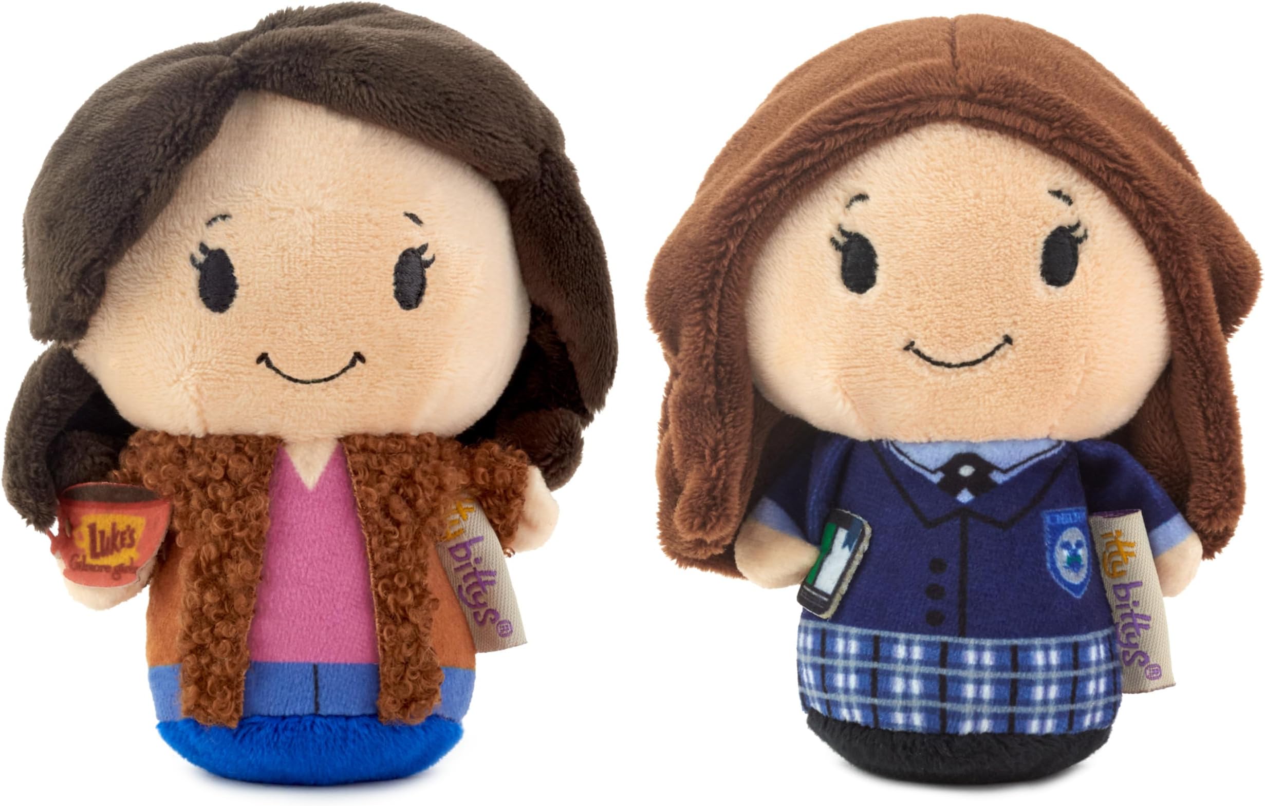 Hallmark itty Bitty Gilmore Girls Plush Toys (Lorelai and Rory) Set of 2, 4" Mini Stuffed Animals, Mom Gift for Mother's Day