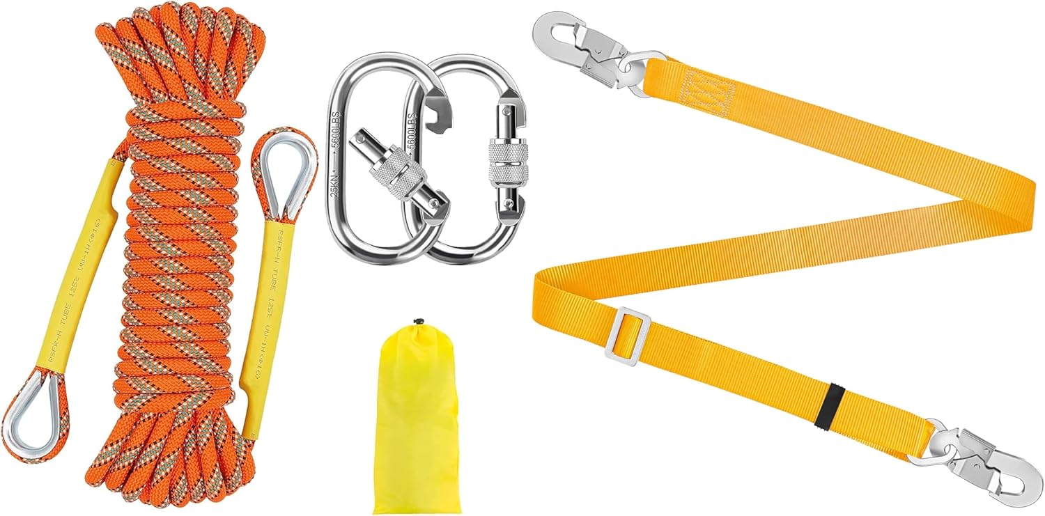 NTR Orange Climbing Rope & NTR Fall Protection Lanyard,
