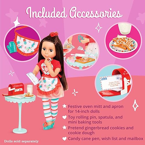 Miniatura 3 de Glitter Girls Accesorios para muñecas de 14 pulgadas - Juego de galletas navideñas - Juego de 23 piezas para hornear - Delantal, guante de horno y