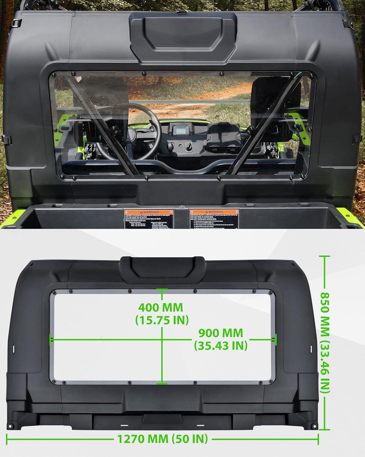 SAUTVS Rear Window Compatible with Honda Pioneer 520 2021-2025 / Pioneer 500 2015-2023, Full Edge Coverage Rear Windshield Back Windscreen Compatible with Honda Pioneer 520 500 Accessories