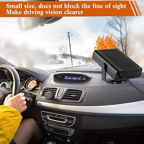 Vista 12 de 2 piezas 12 V 150 W Calentador portátil de coche 2 en 1 calentador y ventilador de refrigeración, desempañador de parabrisas, descongelador