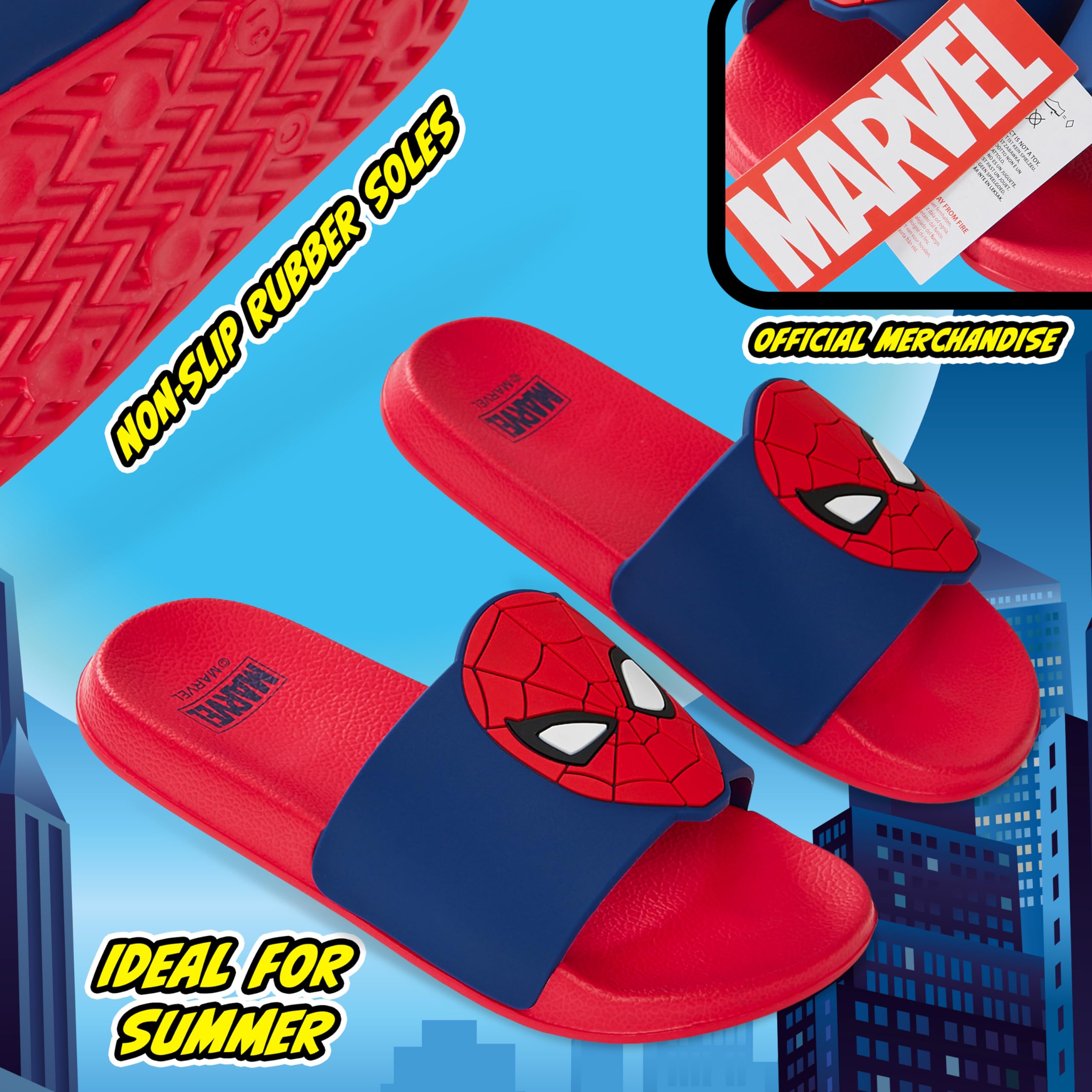 Marvel Kinder Strandschuhe - Schlappen Offizielle Gartenschuhe Badesandalen Jungen (Rot/Blau, numeric_31)