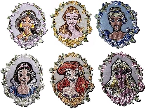 Princesses Cameo - Juego de parches bordados (6 piezas, 3.0 in)