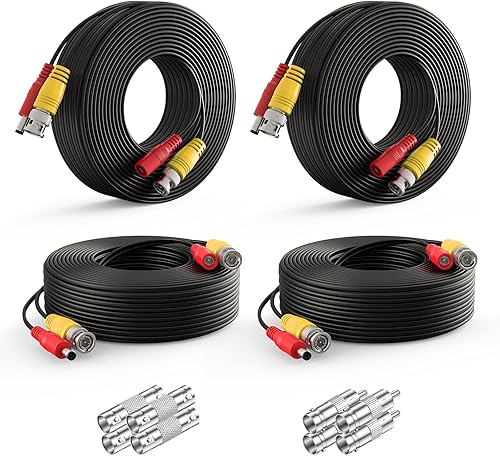 ANNKE Cable de alimentación de video de 4 150 pies para sistema de cámara de seguridad, cable de cámara de vigilancia BNC todo en uno para