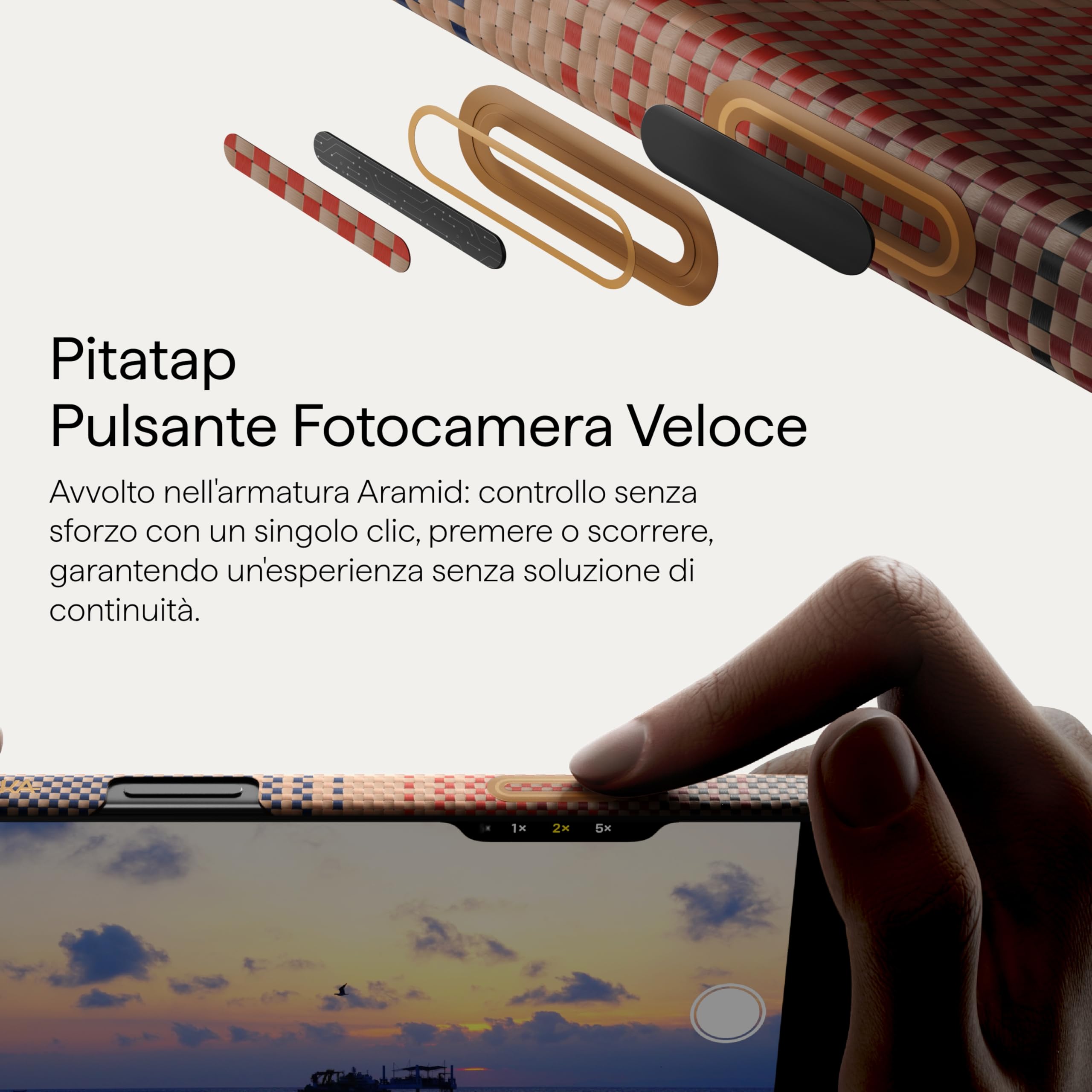 pitaka Custodia Magnetica per iPhone 17 Pro Max in Fibra Aramidica di Qualità Aeronautica con Pulsante PitaTap per Fotocamera Cover Compatibile con Magsafe Sottile e Leggera [ultra Sottile] Sunset