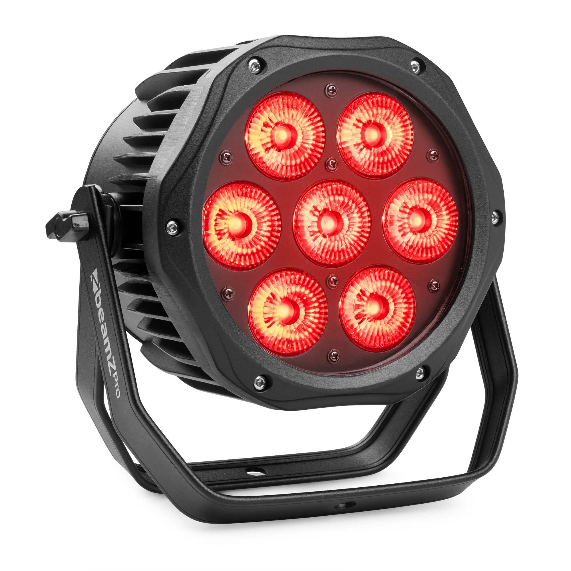 Beamz Professional BWA410 Projecteur PAR CAN IP65-7x LED RGBW, 10W par LED, Aluminium, Boitier Étanche, Utilisation Intérieure ou Extérieure