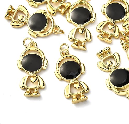 Miniatura 1 de UR URLIFEHALL 10 dijes de latón con temática espacial, esmaltados en oro real de 18 quilates para hacer joyas, collares, pulseras, bricolaje