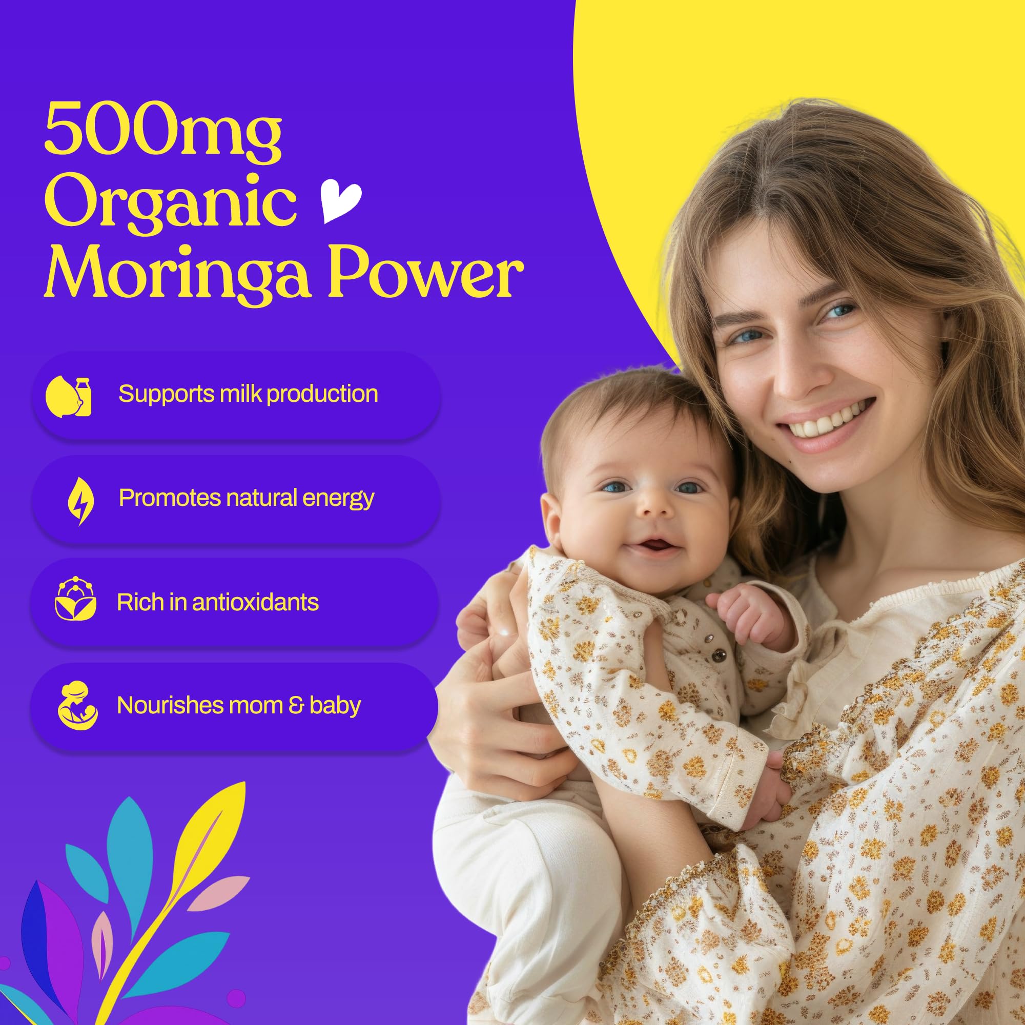 Organic Moringa Capsules 500mg for Breastfeeding – Lactation & Milk Supply — Amazon image 4