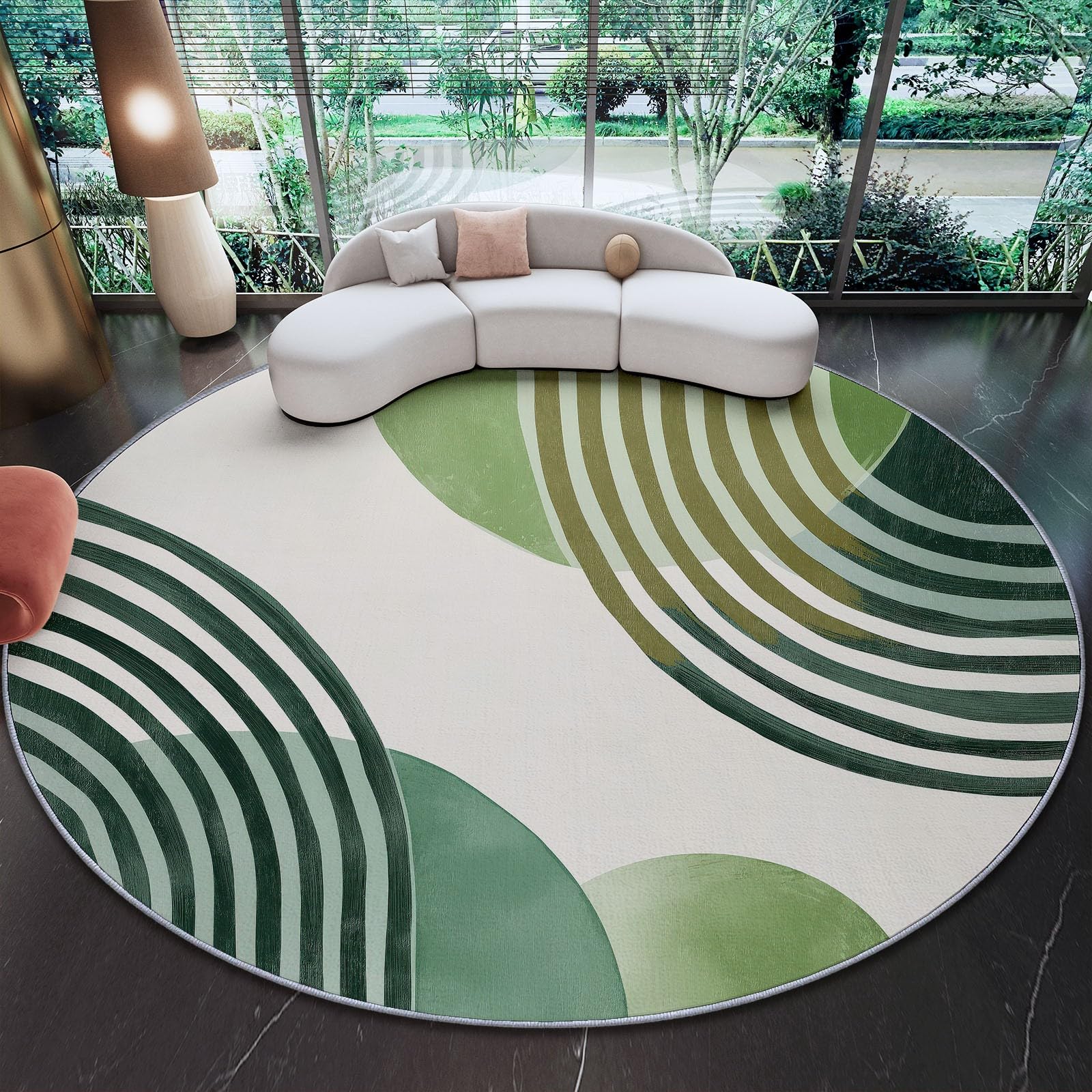 Tapis de sol rond 150 cm de décoration vert en microfibre