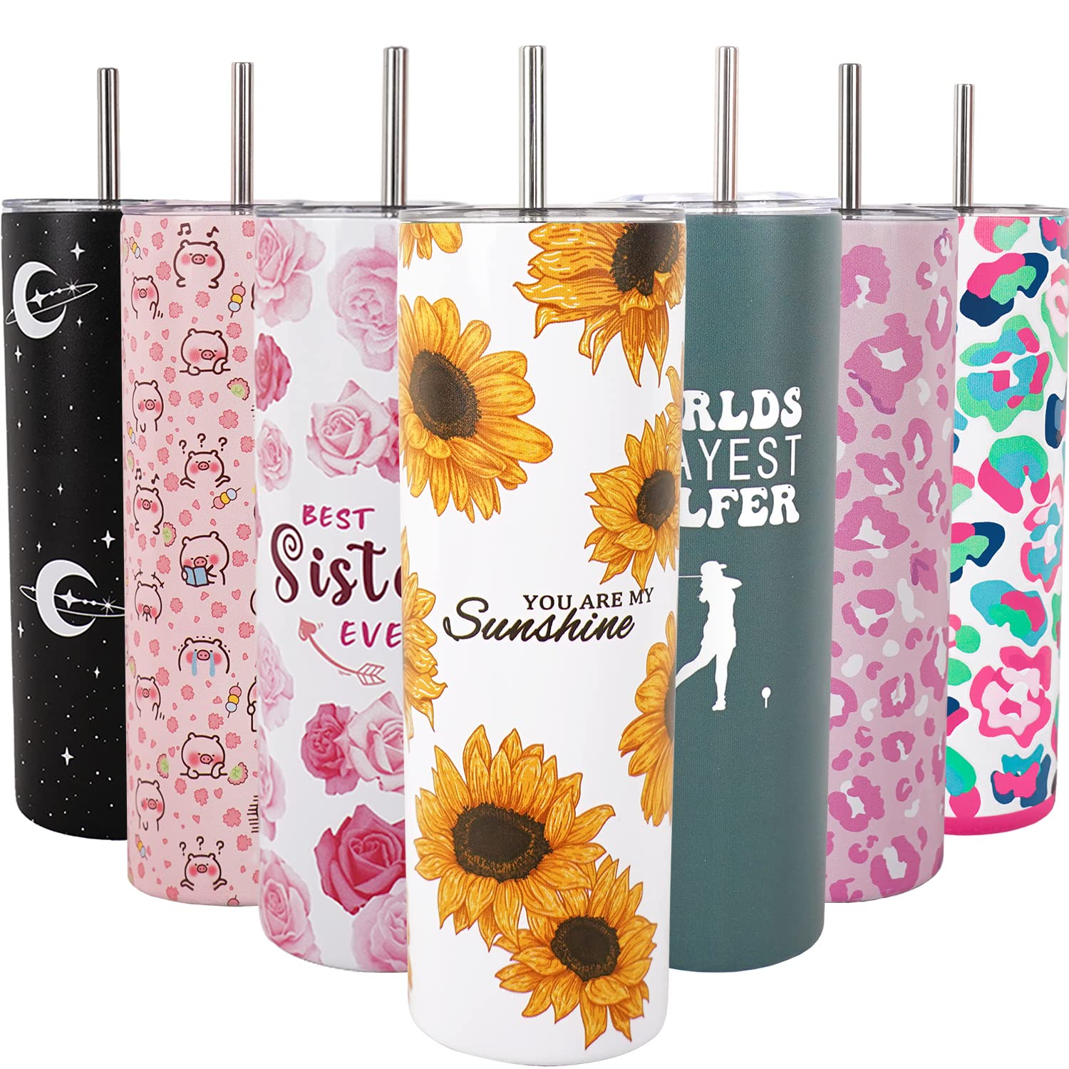 Sunflower Tumbler,Tumbler with Lid and Straw-You are My Sunshine-Birthday Gifts for Women Mom Daughter Girlfriend Teenage Girls Bridesmaid-Sunflower Gifts for Women-Travel Iced Coffee Cup Mug