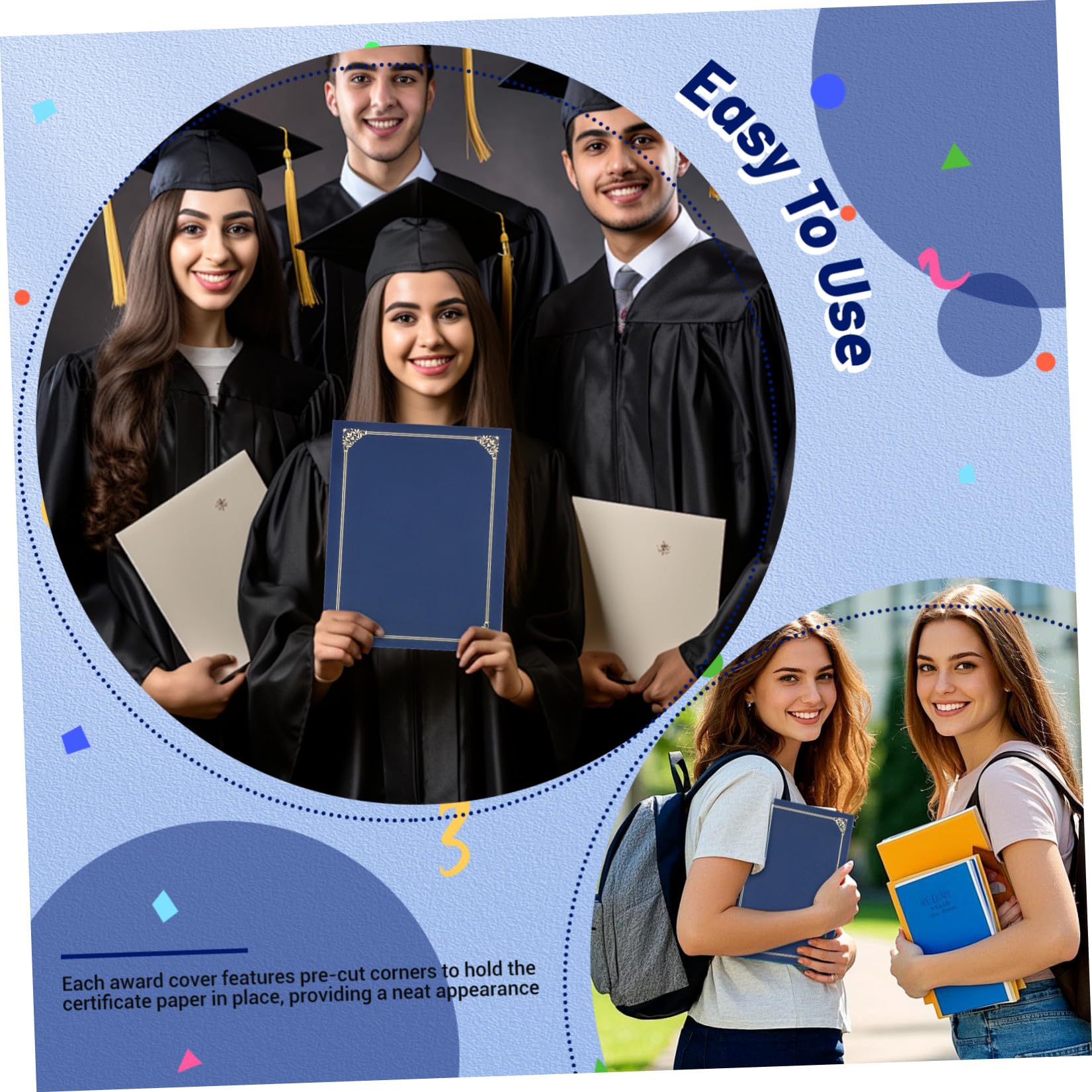 30 Pezzi Porta Certificati Formato Foglio Bordo Oro, Confezione 30