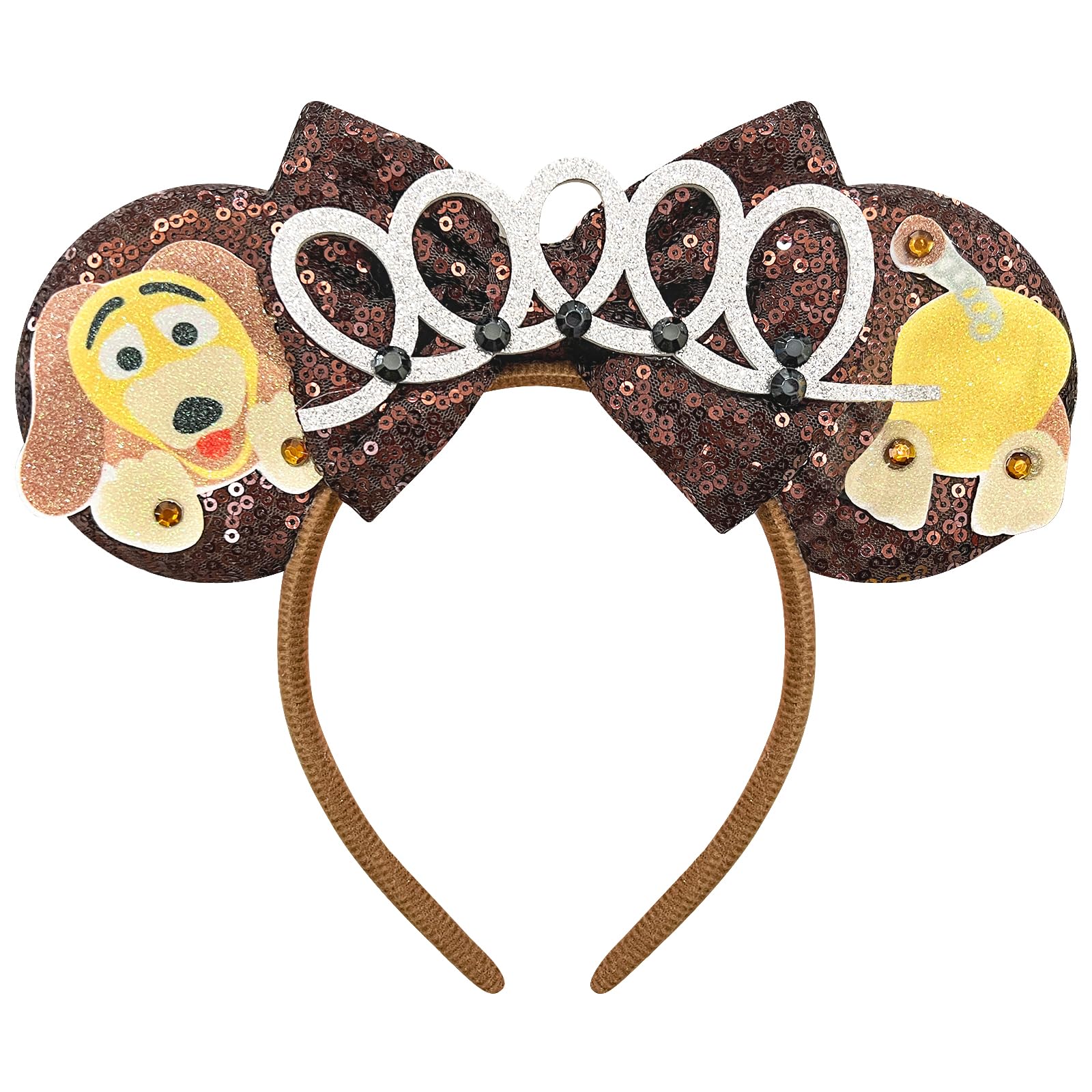 Mouse Ears Headbands for Women Sequin Brown Bows Inspired Hairband