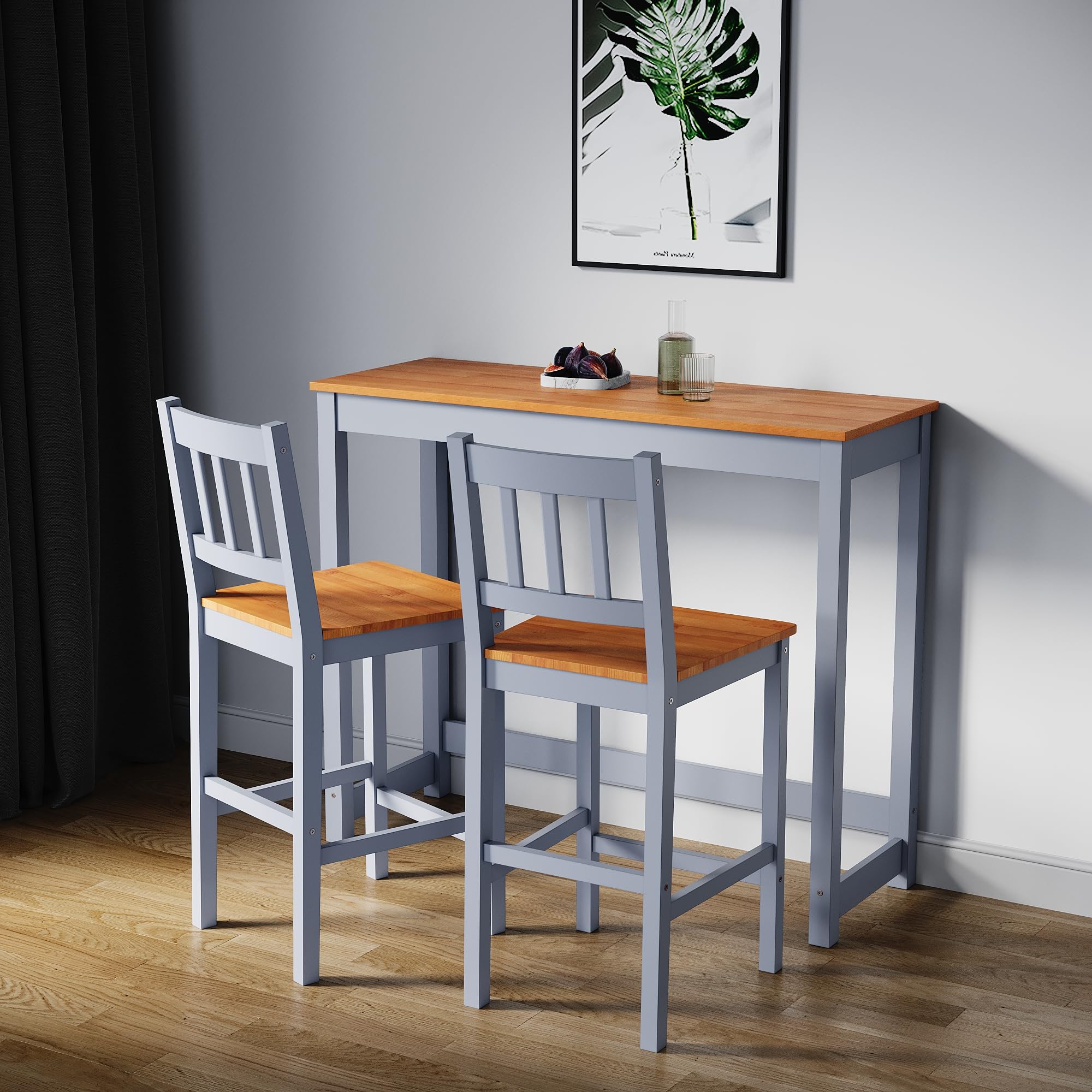 Elegant Solid Pine Wood Piece Dining Table Set Furniture