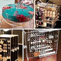 Vista 6 de MroMax 6 pomos pequeños de acrílico con mango de diamante de 0.748 in de diámetro transparente brillante en forma de diamante para joyero, estuche