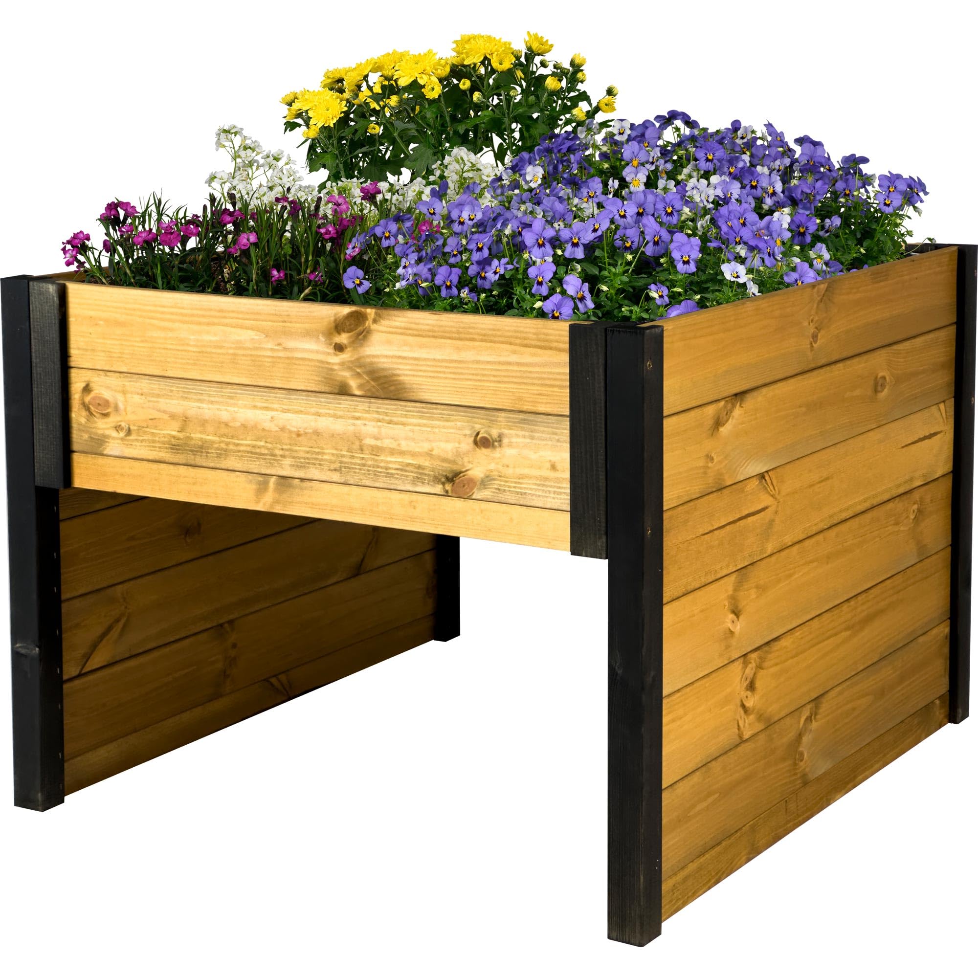 dobar® Green Label - Garaje para Robot cortacésped de Madera con Jardinera (Incluye Lana de Oveja, Refugio automower, Bicolor, 79 x 73 x 56 cm), Color Negro y marrón