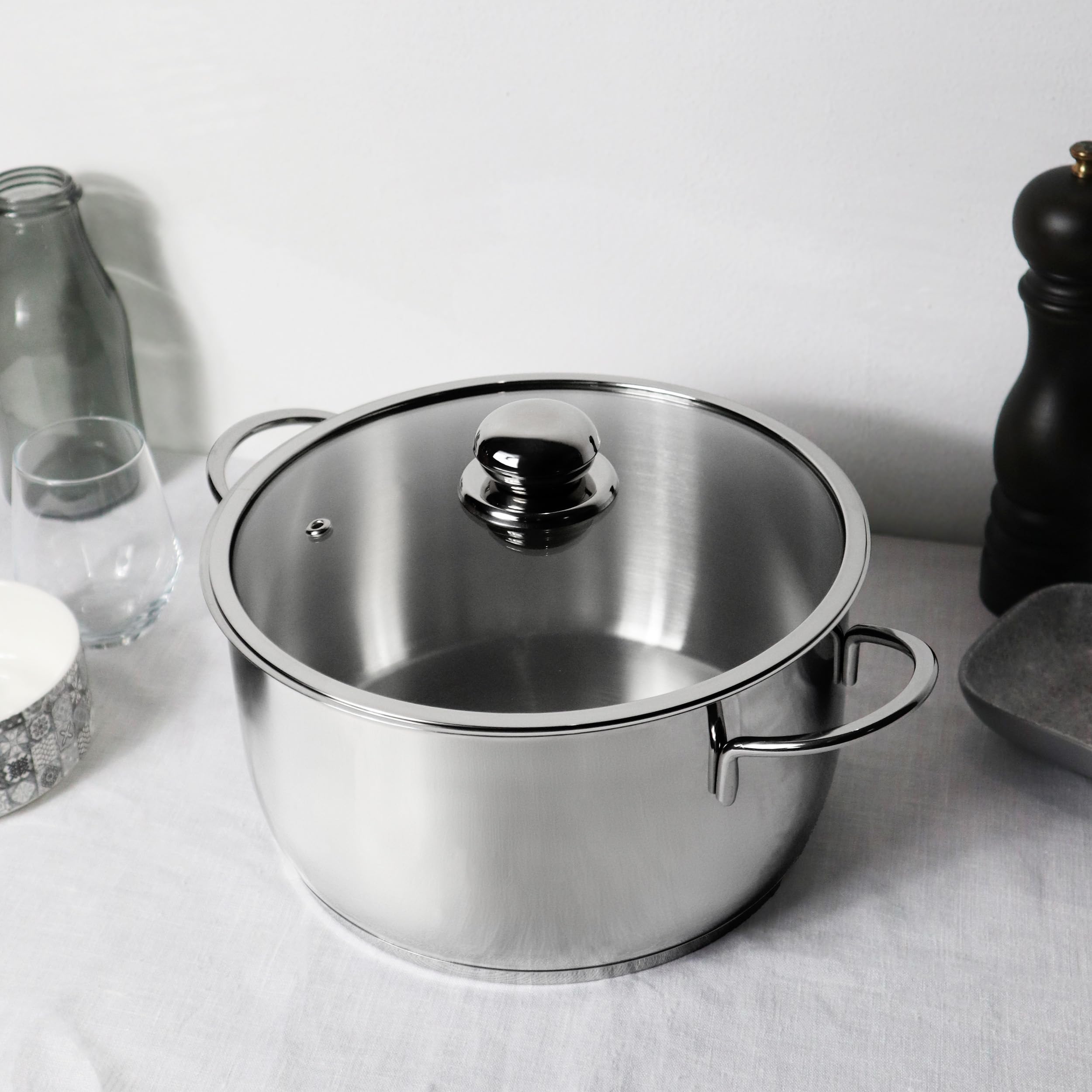 Prima Collection, Pentola in Acciaio Inox 18/10 Serie First Prima Collection, Fondo a 3 Strati, Adatto a Tutti i Tipi di Cottura Compresa l'Induzione, Diametro 24 cm