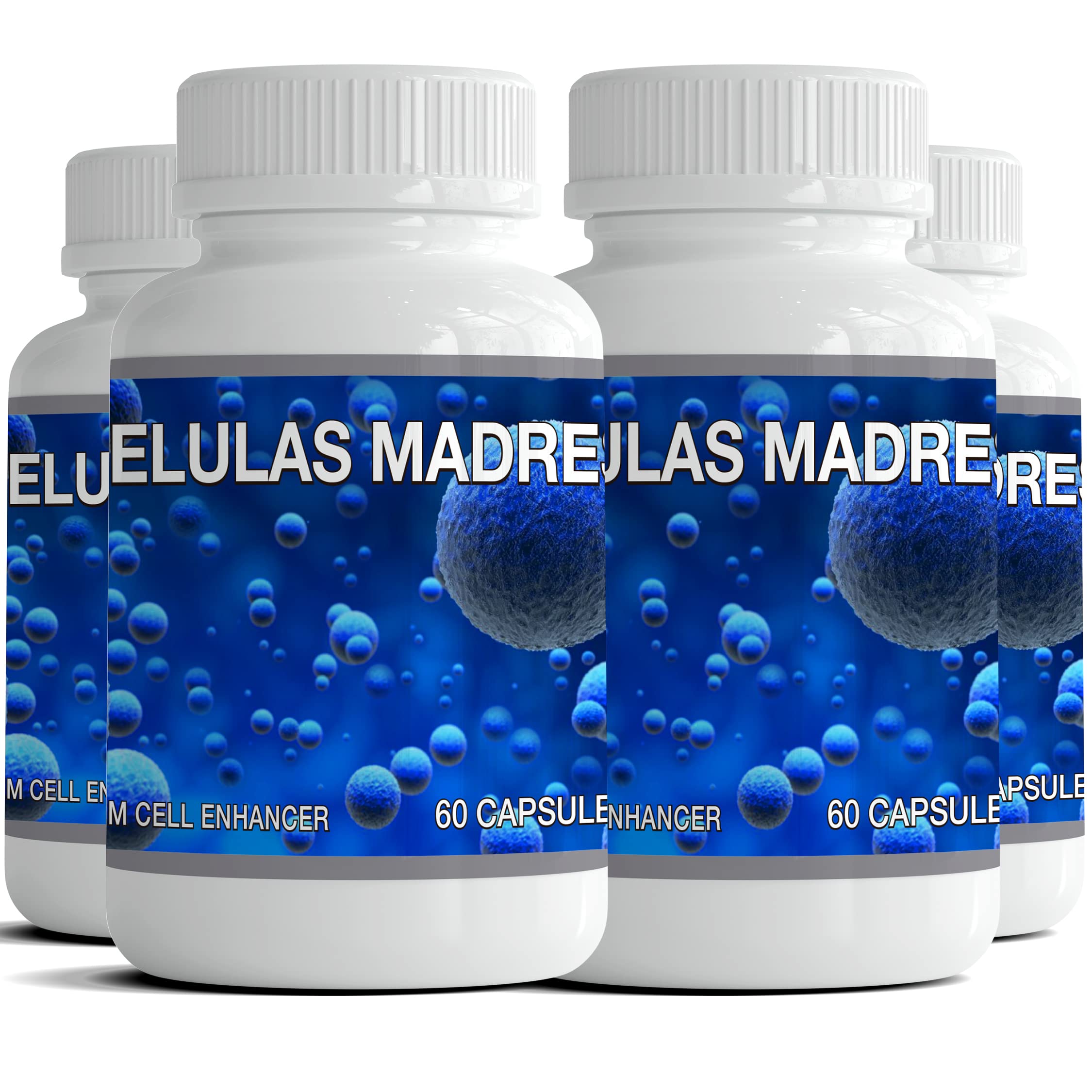Celulas Madres- Stem Cell Supplement for Anti-Aging & Longevity, Non-GMO, Gluten-Free, Vegetarian Capsules, 60 Count (4)