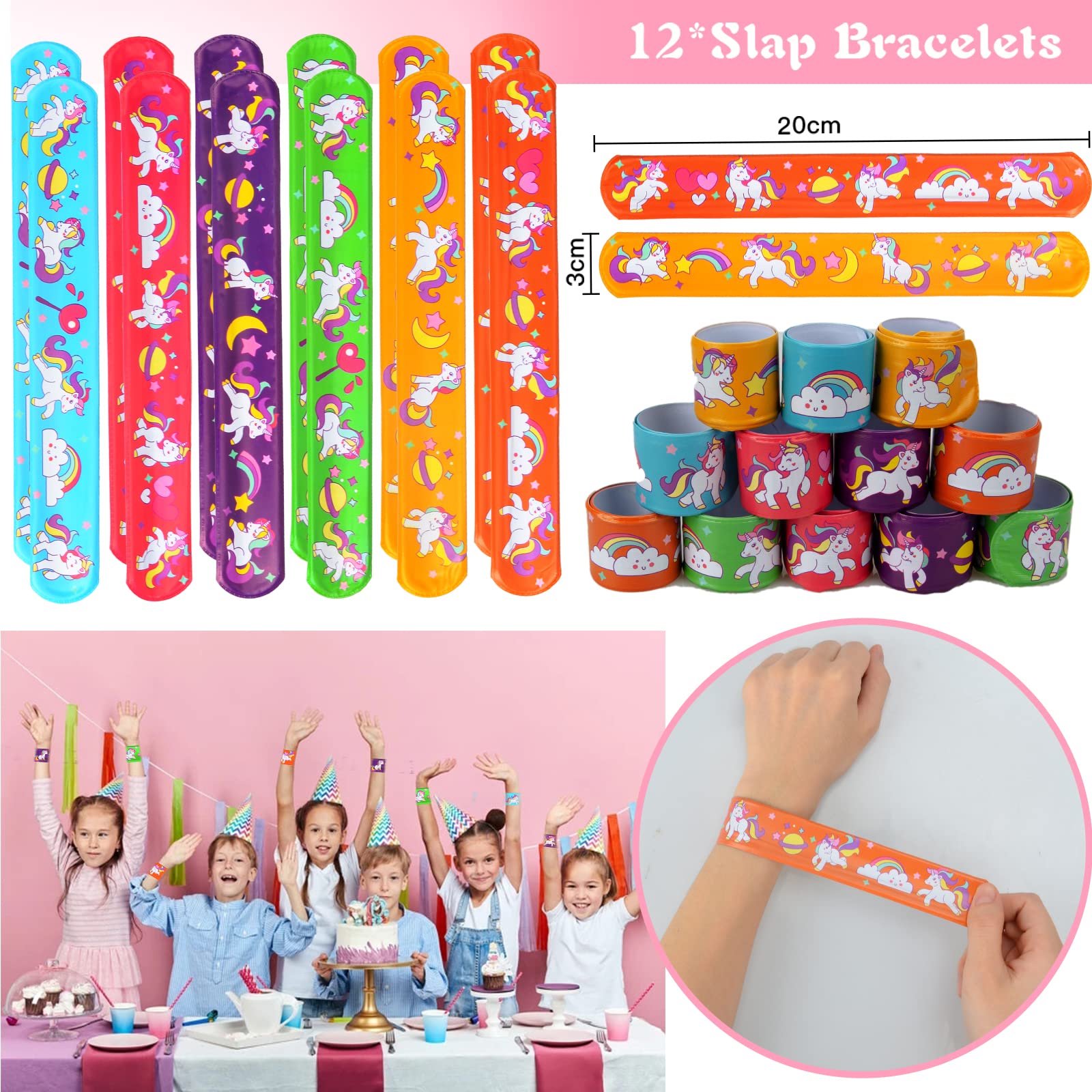 Kit Fête Licorne 92 Pièces - Bracelets Slap, Porte-clés, Bagues, Pinces à Cheveux Pour Anniversaire Fille - Cadeau Et Animation - 13