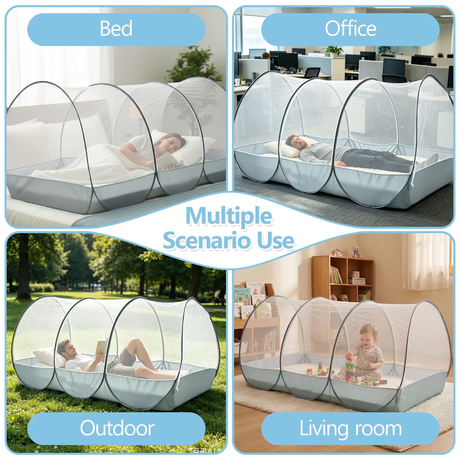 Mosquitera de Viaje Plegable, 190 x 90 x 90 cm, Mosquitera Pop Up para Cama, Camping, Viajes, terraza, hoteles
