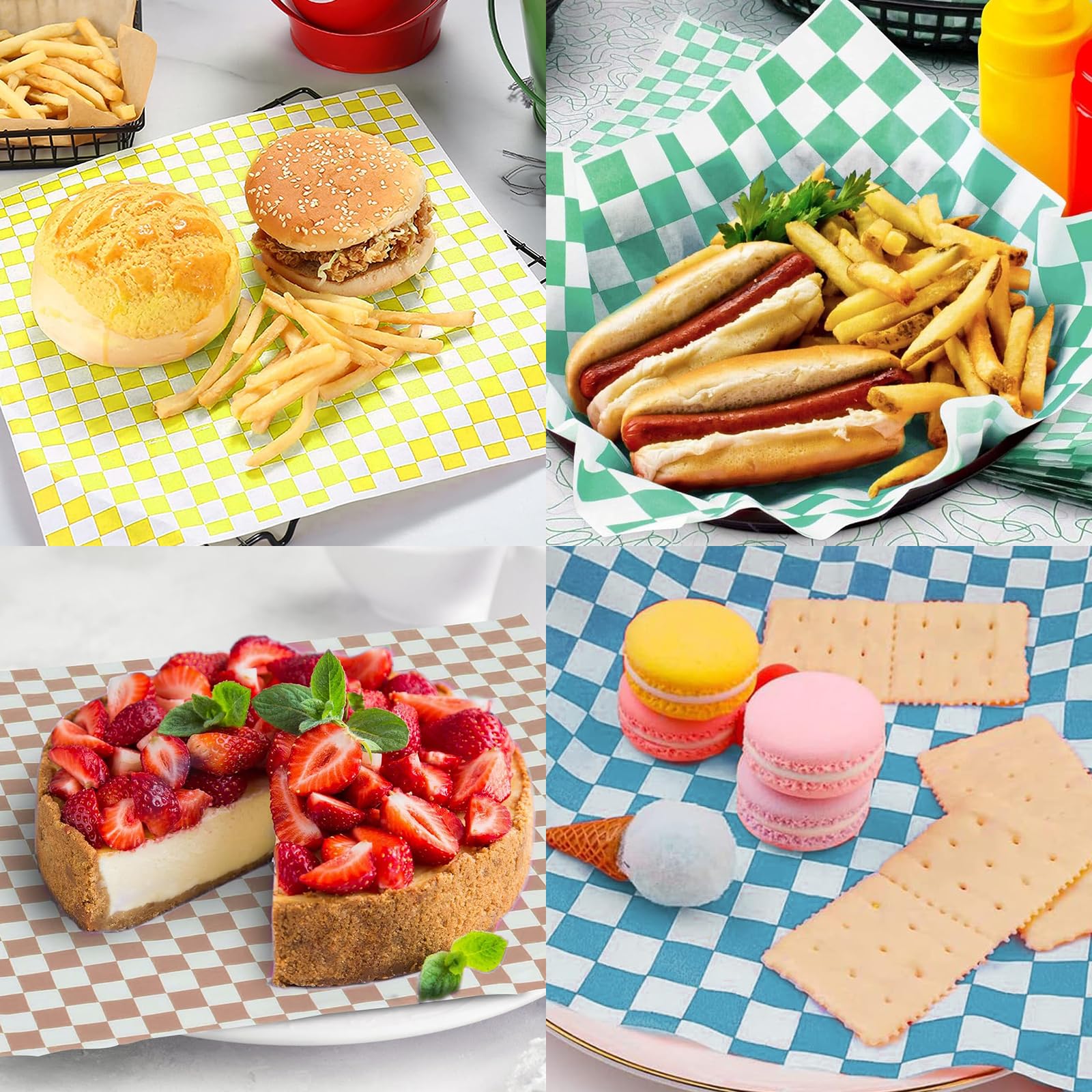 120 arkuszy tłustego papieru do pakowania żywności, 30 x 30 cm, jednorazowy papier odporny na tłuszcz, nieprzywierający, woskowany, do ciast, kanapek, burgerów