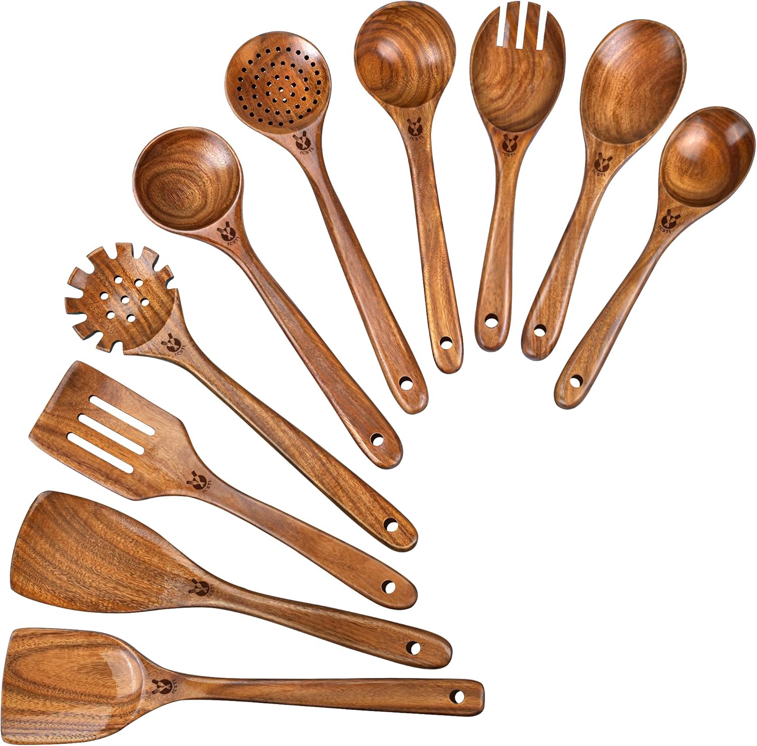 Wooden Spoons for Cooking, 10 Pcs Natural Teak Wood Kitchen Utensils Set, Comfortable Grip Wooden Utensil Set for Nonstick Pans & Cookware, Heat Resistant Wooden Spoons Wooden Spatulas Set Wooden Spoons for Cooking, 10 Pcs Natural Teak Wood Kitchen Utensils Set, Comfortable Grip Wooden Utensil Set for Nonstick Pans & Cookware, Heat Resistant Wooden Spoons Wooden Spatulas Set