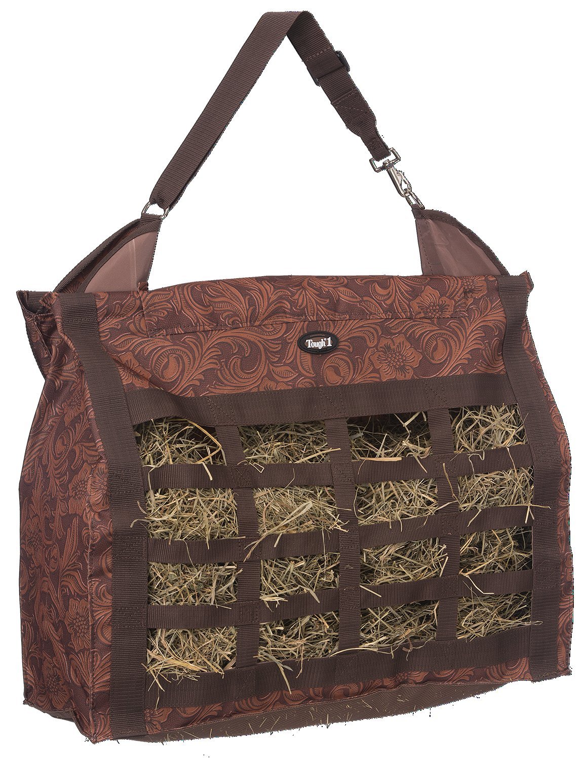 Tough 1 Heavy Denier Nylon Hay Tote Bag in Prints, Tooled Leather Brown