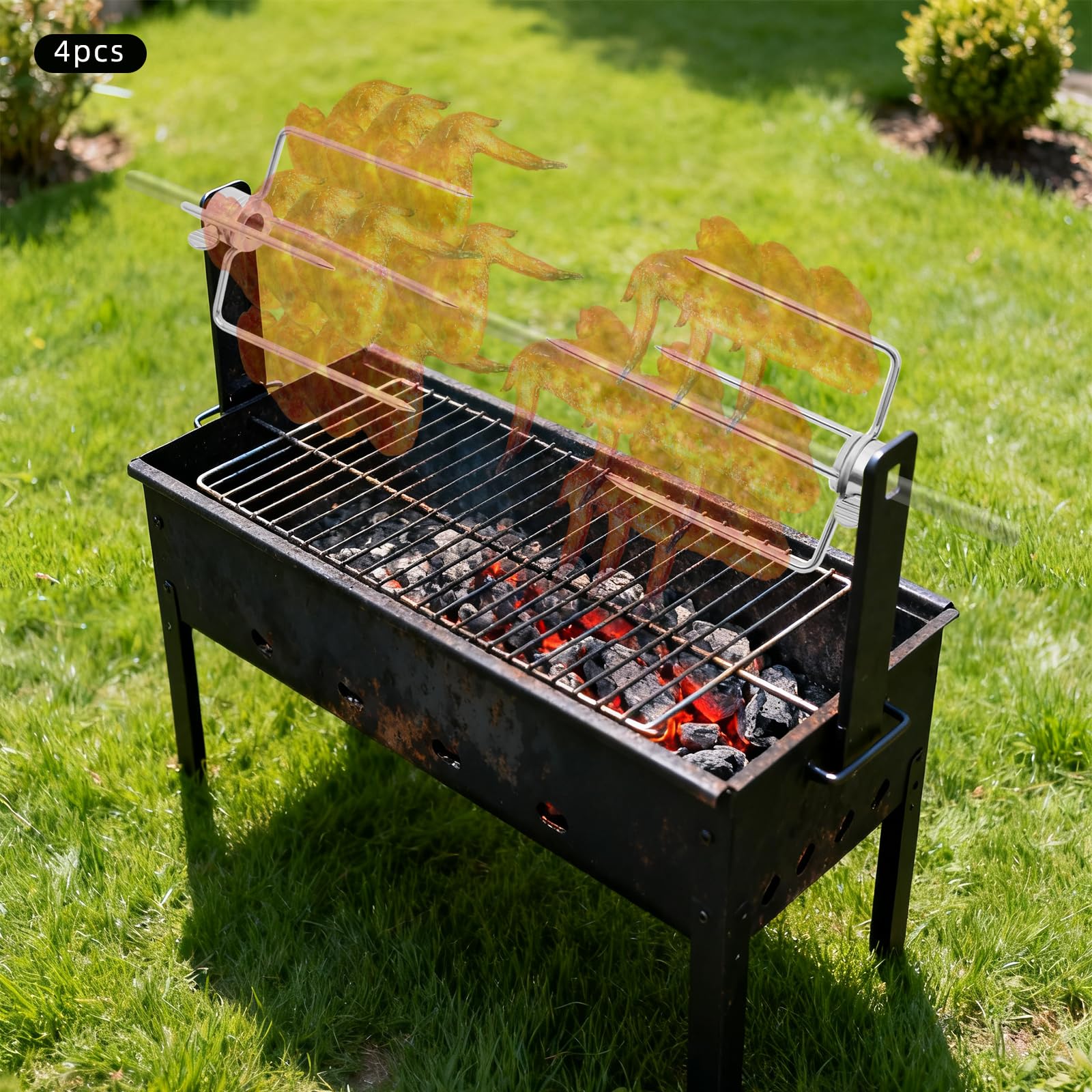 Juego de 4 asadores de acero inoxidable, garras, tenedor, longitud de los dientes de 11 cm, para asar carne, pavo, jamón, verduras, etc
