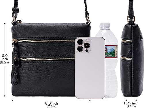 Miniatura 5 de Solene Bolso cruzado pequeño con múltiples bolsillos con cremallera y correa ajustable, bolso de viaje ligero, bolsa de mensajero pequeña para uso