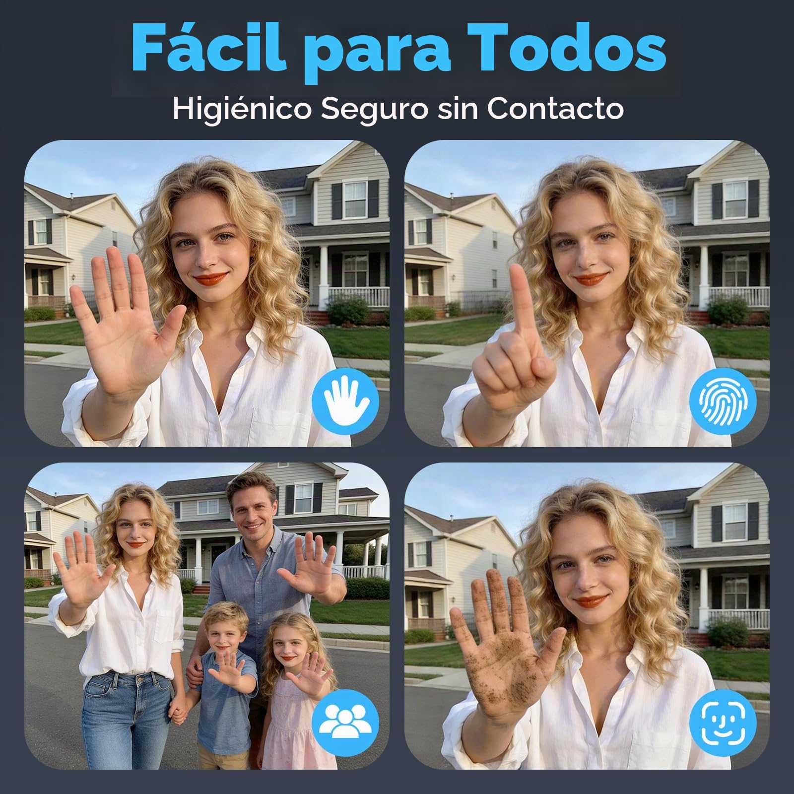 Cerradura Inteligente con Reconocimiento de Palma y Facial, Huella Dactilar | Cerradura Electrónica, Acceso Sin Llaves, Control vía App, Autobloqueo, Timbre, Teclado Táctil y Cerrojo Interior