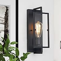 Vista 1 de Lámpara de baño de 1 luz, aplique de pared negro mate con pantalla de vidrio transparente, lámpara de pared interior con base E26 para espejo, sala