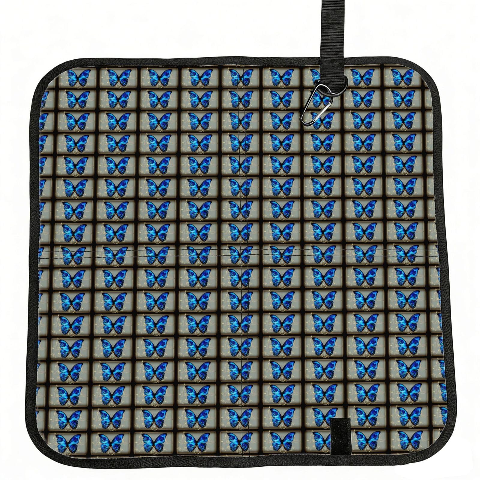 ERCgad Blue Butterfly Print Foldable Seat Cushion Portable Chair Pad Lightweight Travel Outdoor Office Home