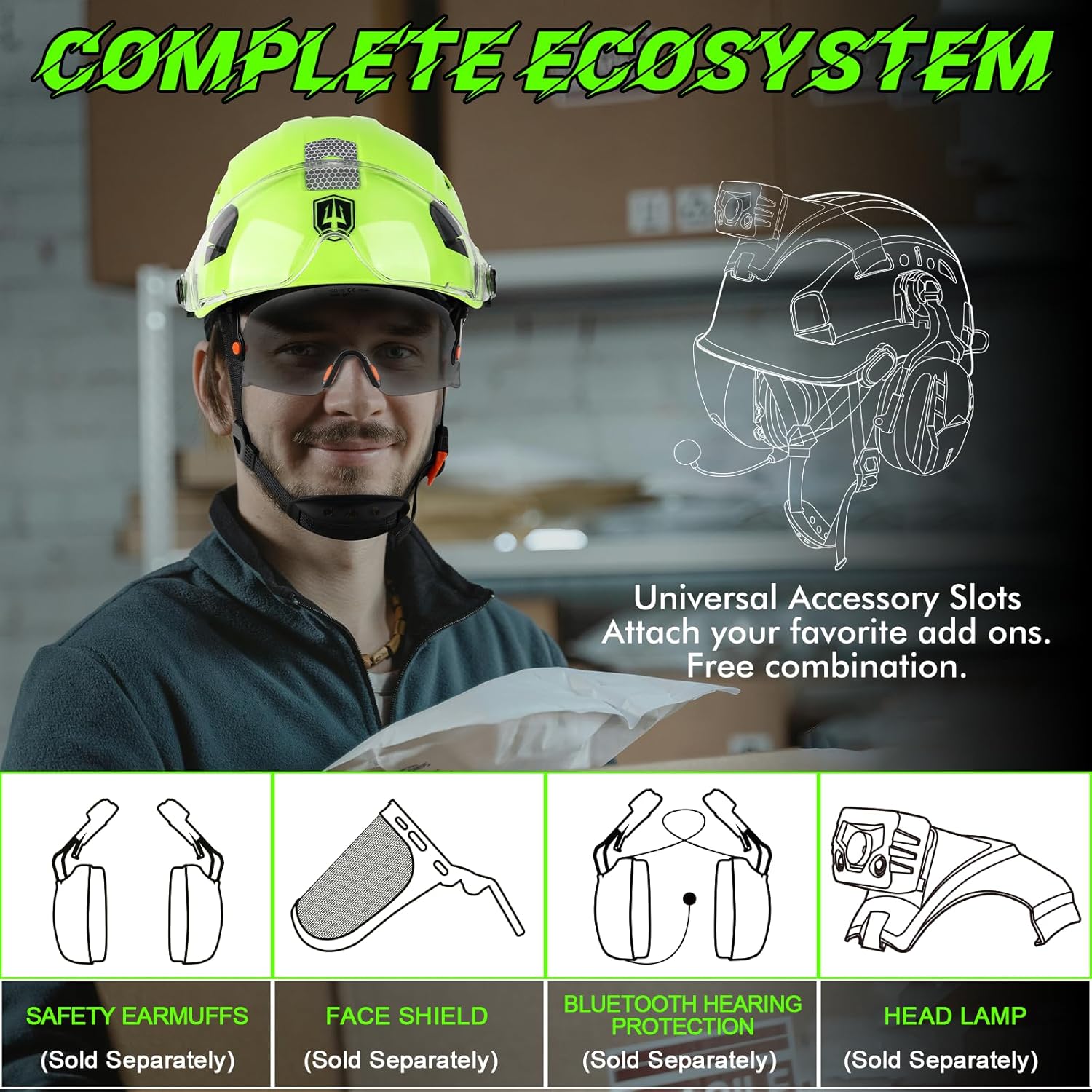 GREEN DEVIL Safety Hard Hat with Tinted & Clear Visor Vented Construction Helmet Cascos de Construccion ABS Work hardhats for Men - Image 5
