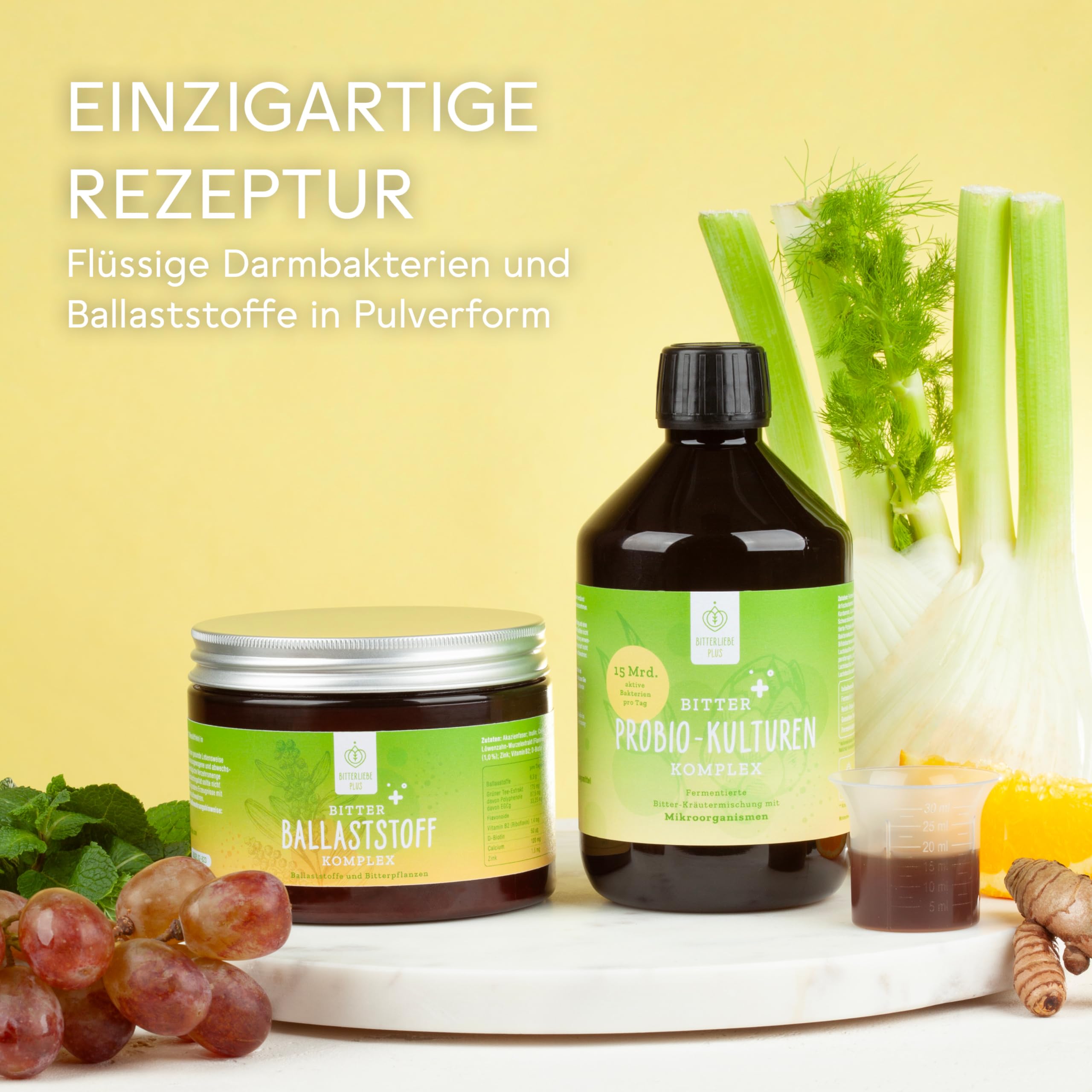 BitterLiebe Bitter Darmkur Paket - Probio Kulturen plus Ballaststoff Komplex für eine normale Verdauung* und Darmgesundheit*